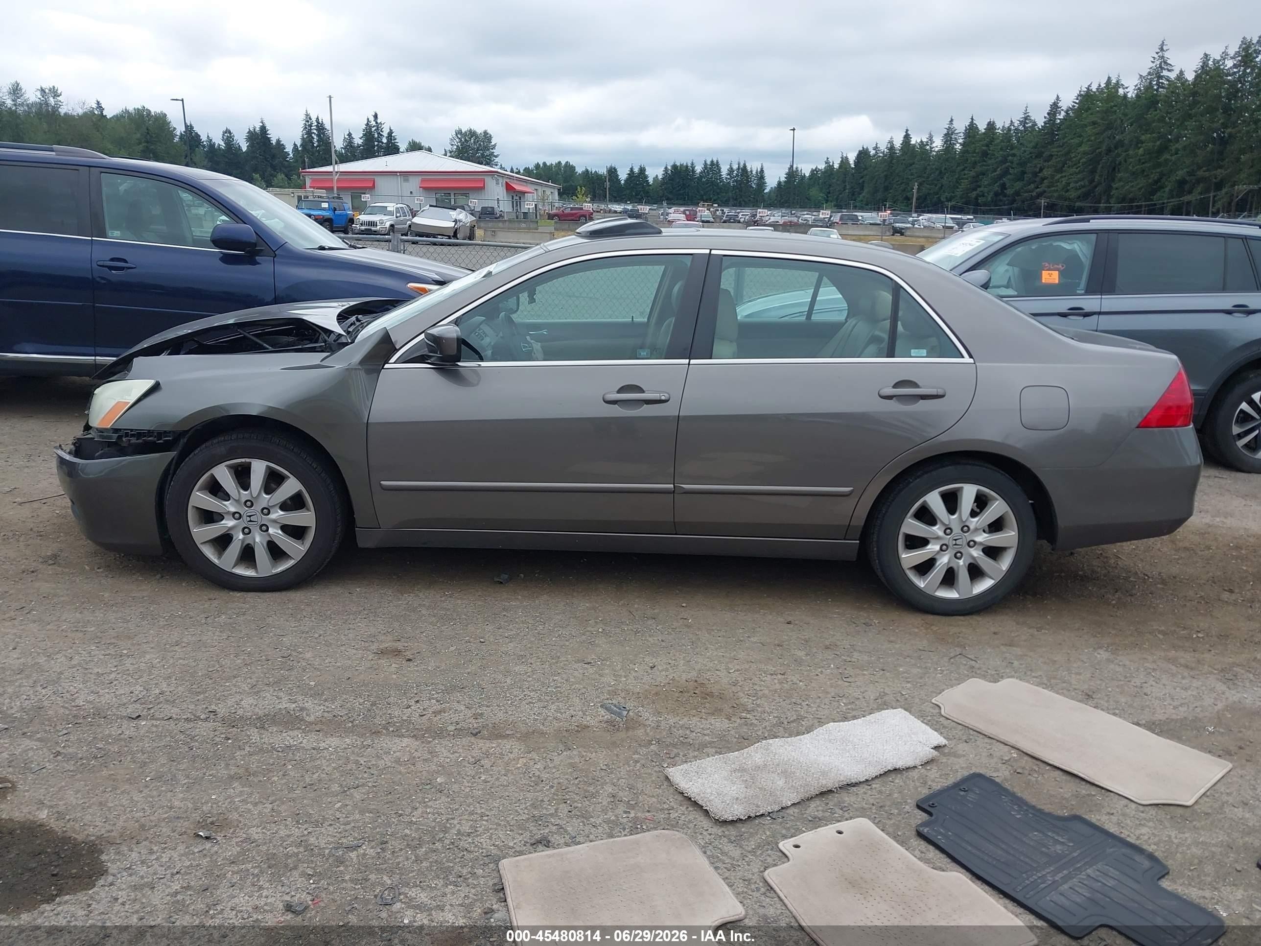 2007 Honda Accord 3.0 Ex Gray vin: 1HGCM66537A077779