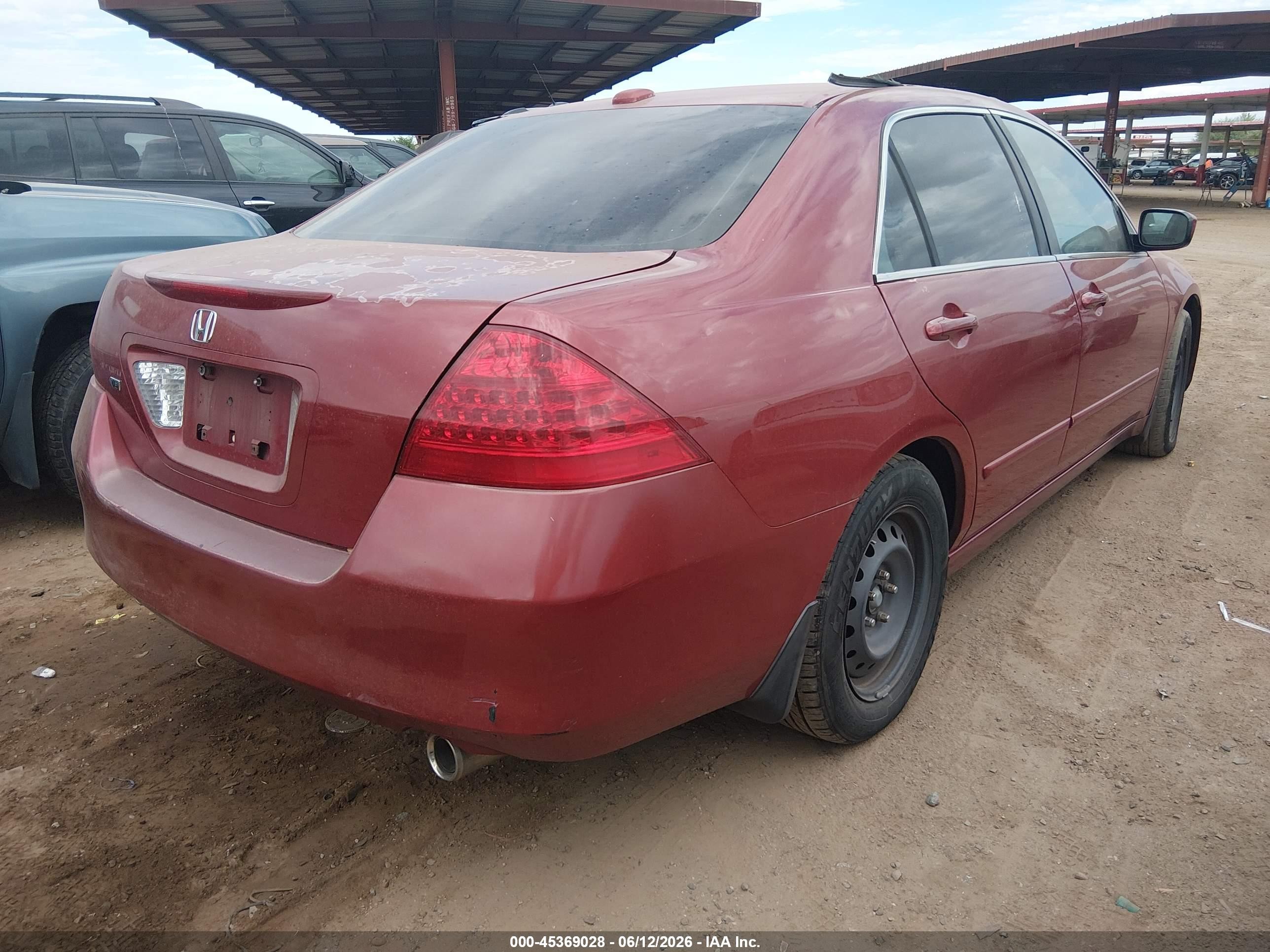 2007 Honda Accord 3.0 Ex Red vin: 1HGCM66537A090659