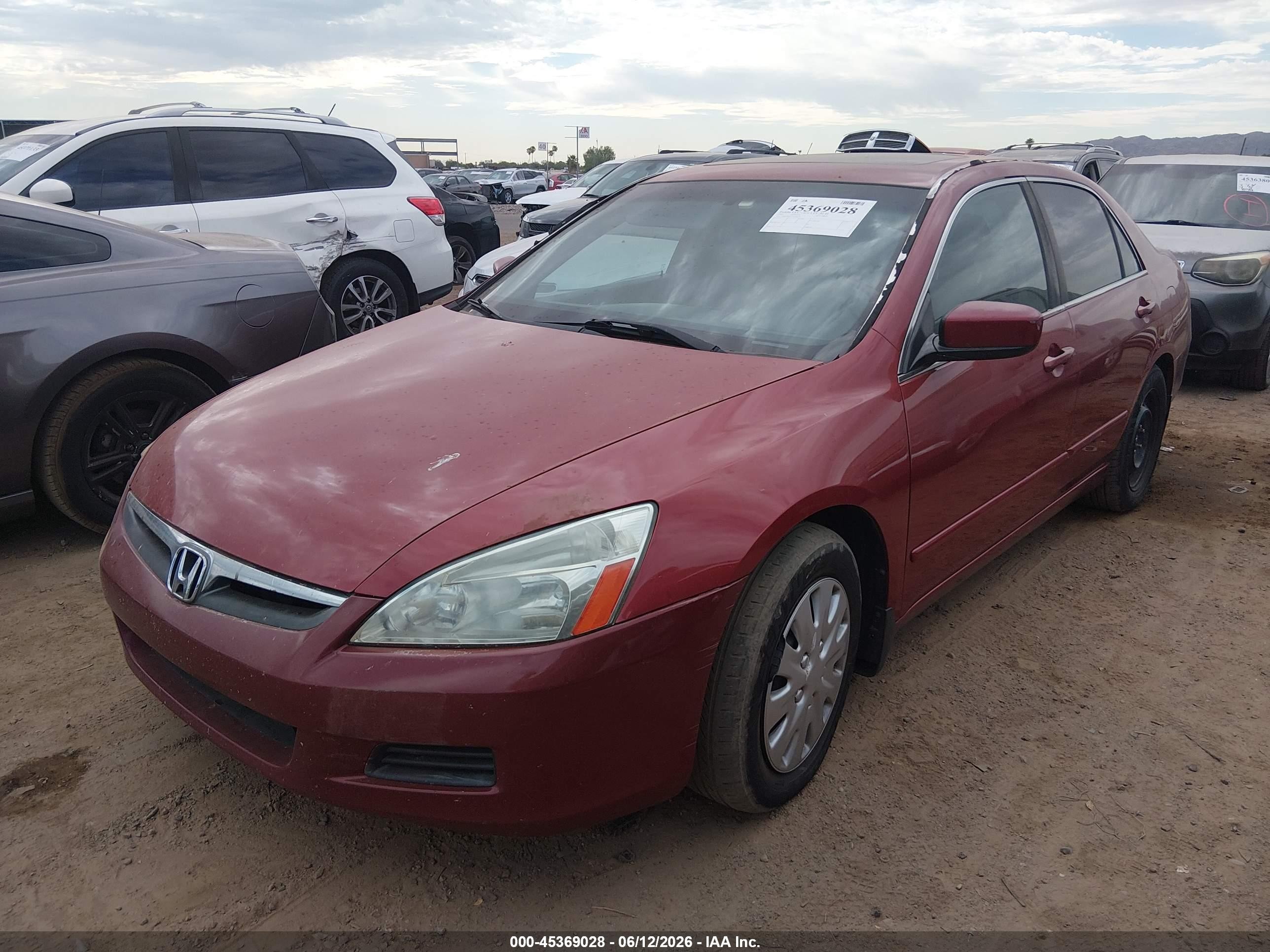 2007 Honda Accord 3.0 Ex Red vin: 1HGCM66537A090659