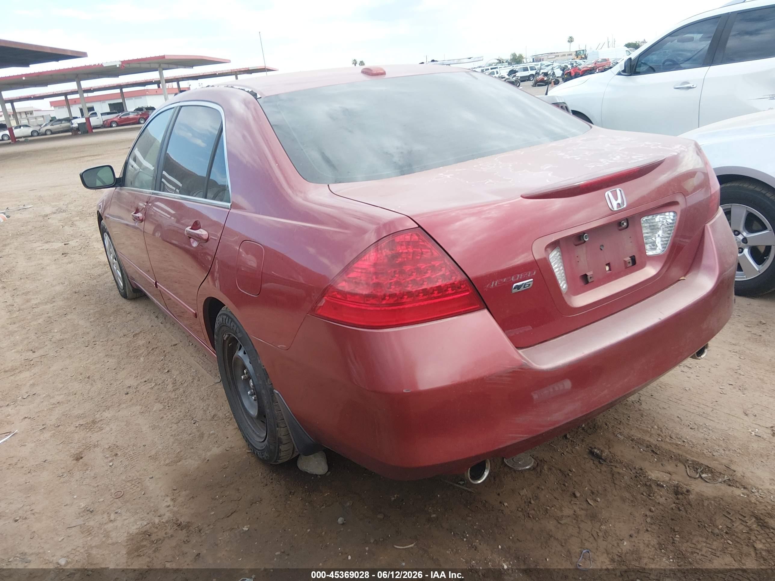 2007 Honda Accord 3.0 Ex Red vin: 1HGCM66537A090659