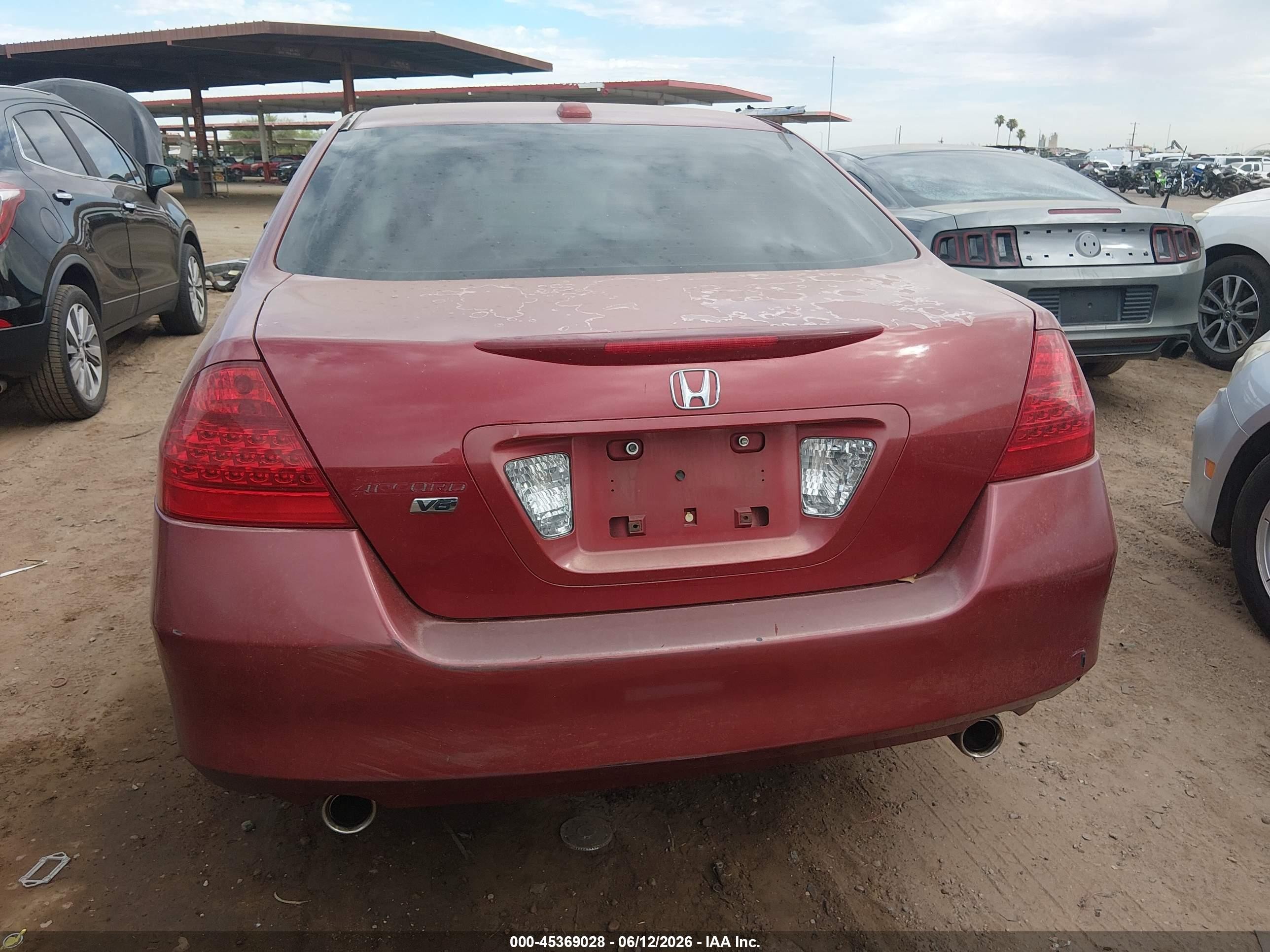 2007 Honda Accord 3.0 Ex Red vin: 1HGCM66537A090659