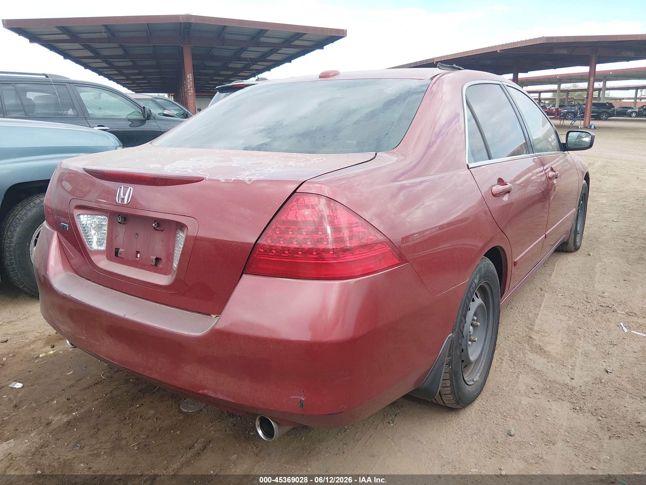 2007 Honda Accord 3.0 Ex Red vin: 1HGCM66537A090659