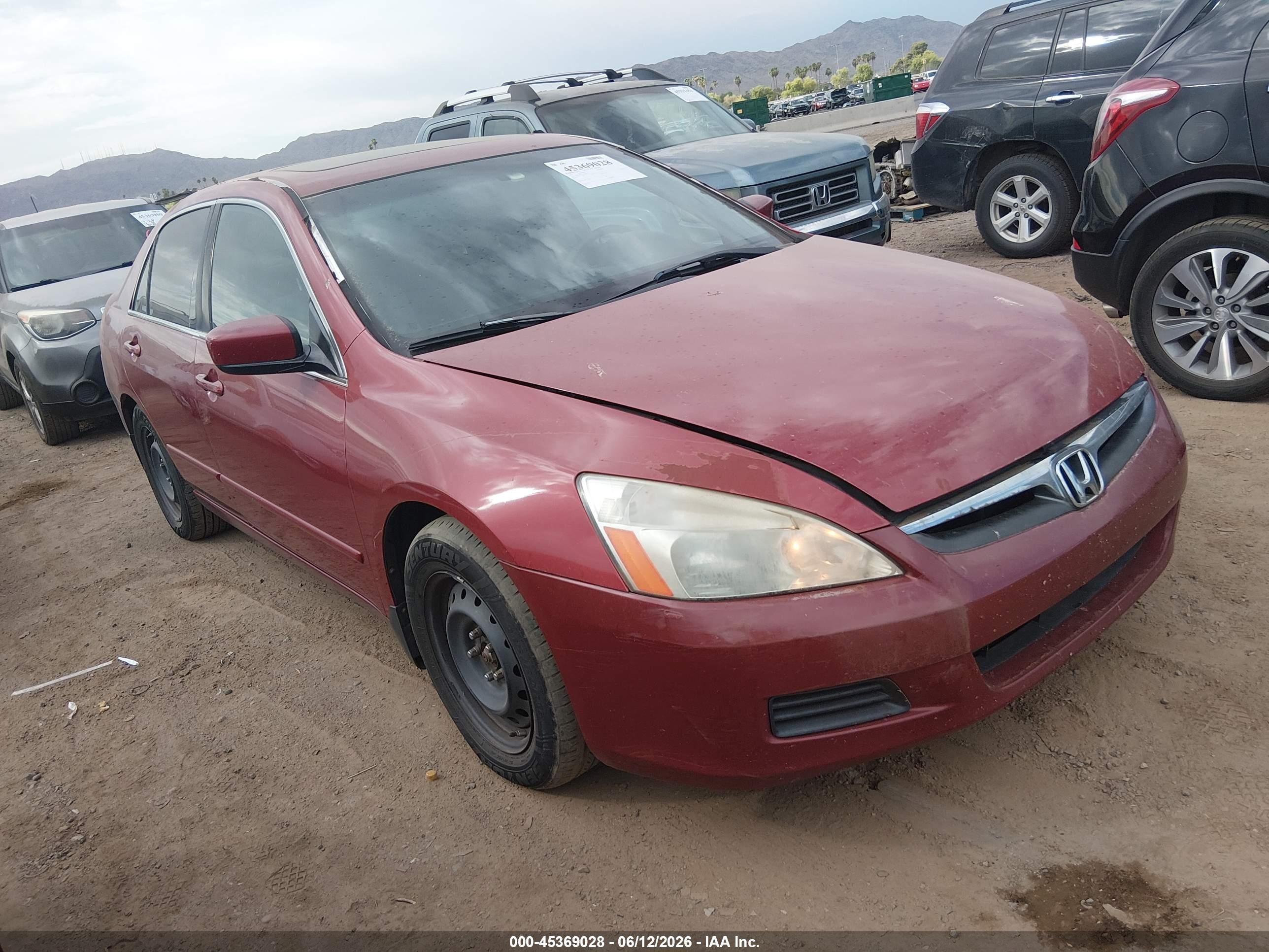 2007 Honda Accord 3.0 Ex Red vin: 1HGCM66537A090659