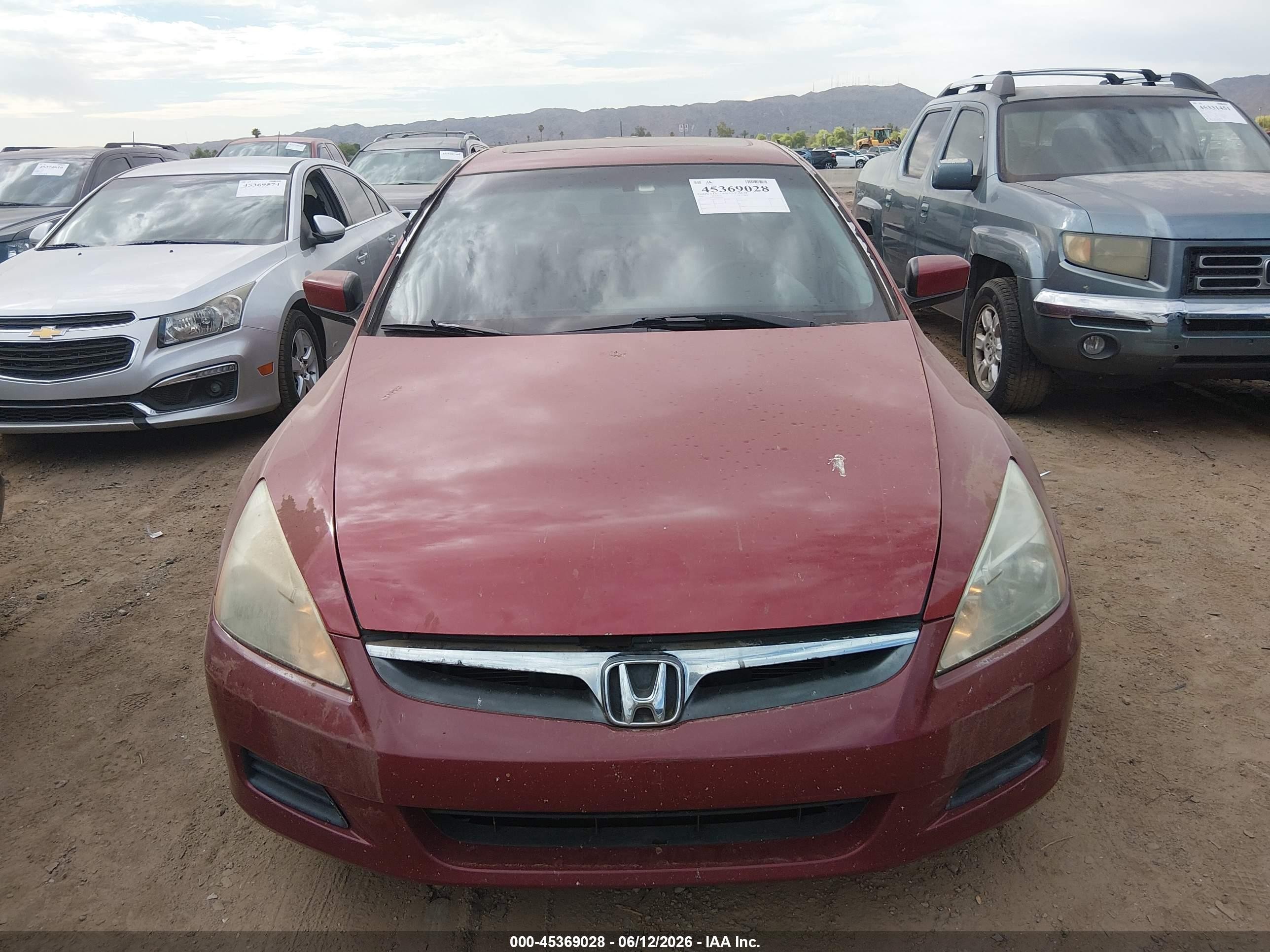 2007 Honda Accord 3.0 Ex Red vin: 1HGCM66537A090659