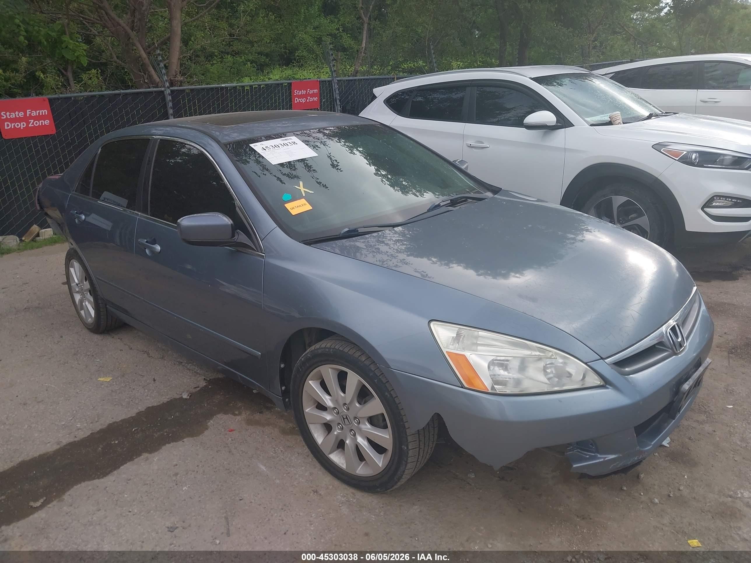 2007 Honda Accord 3.0 Ex Синий vin: 1HGCM66537A095439