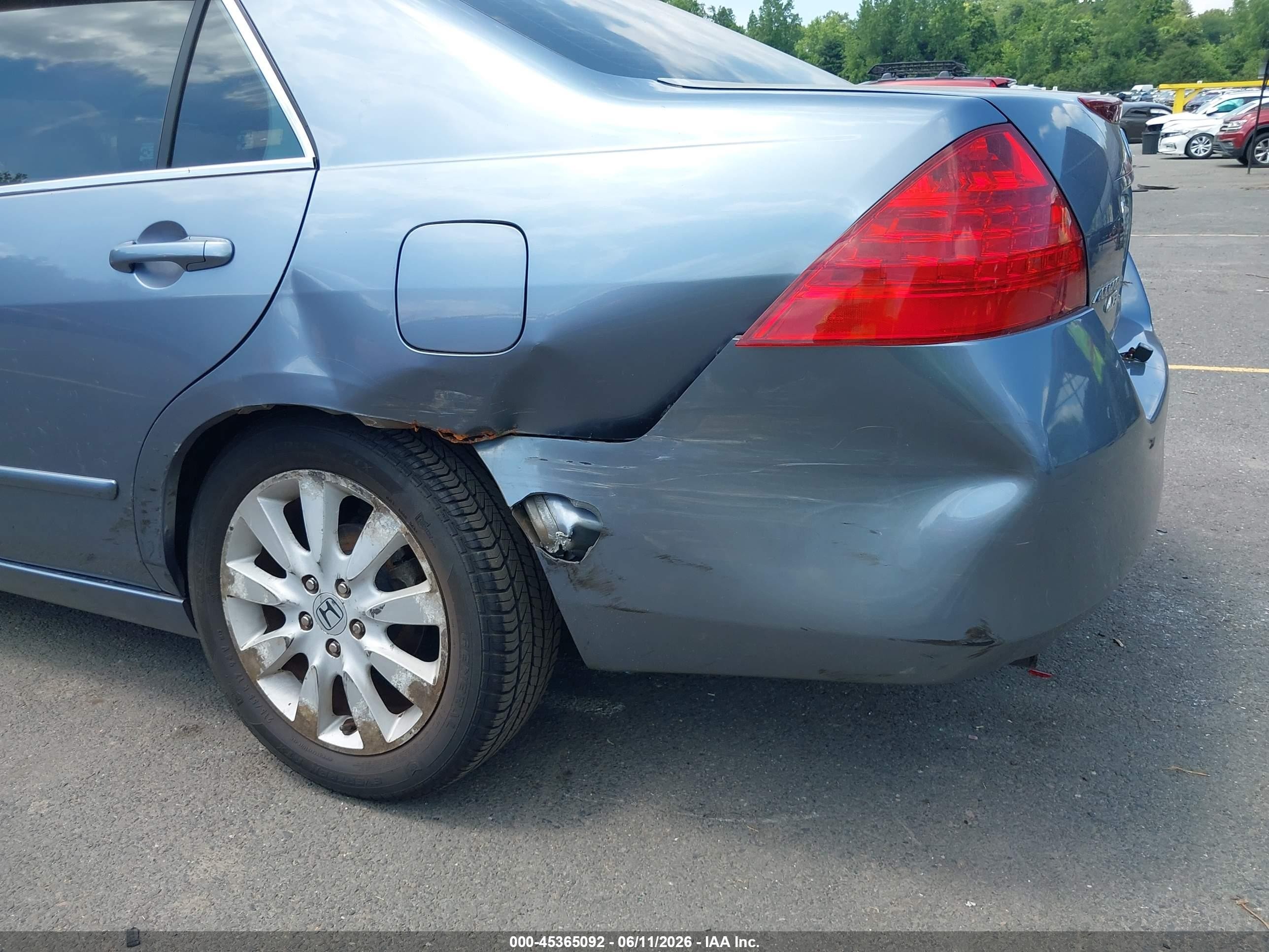 2007 Honda Accord 3.0 Ex Light Blue vin: 1HGCM66537A098390