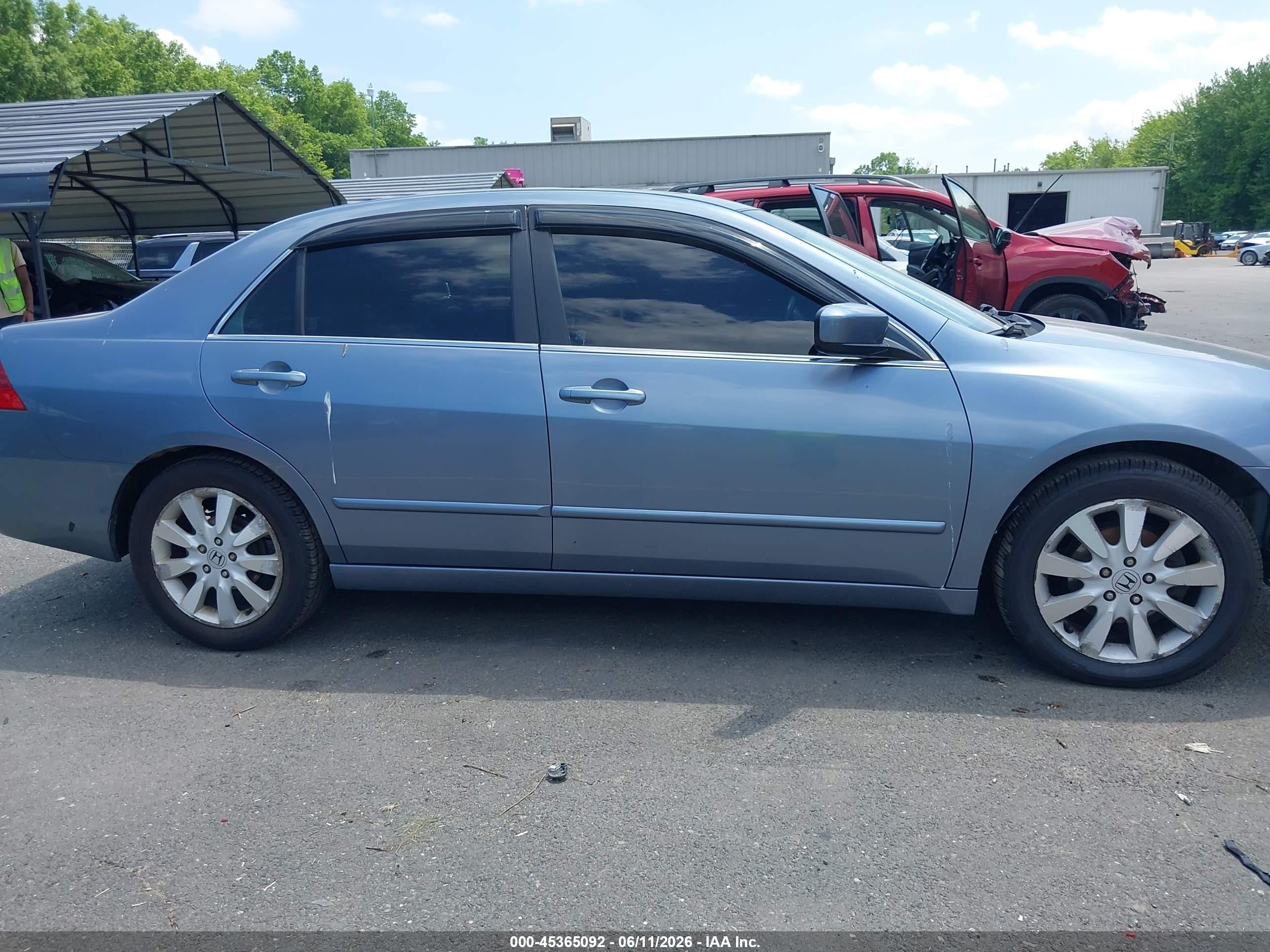 2007 Honda Accord 3.0 Ex Light Blue vin: 1HGCM66537A098390