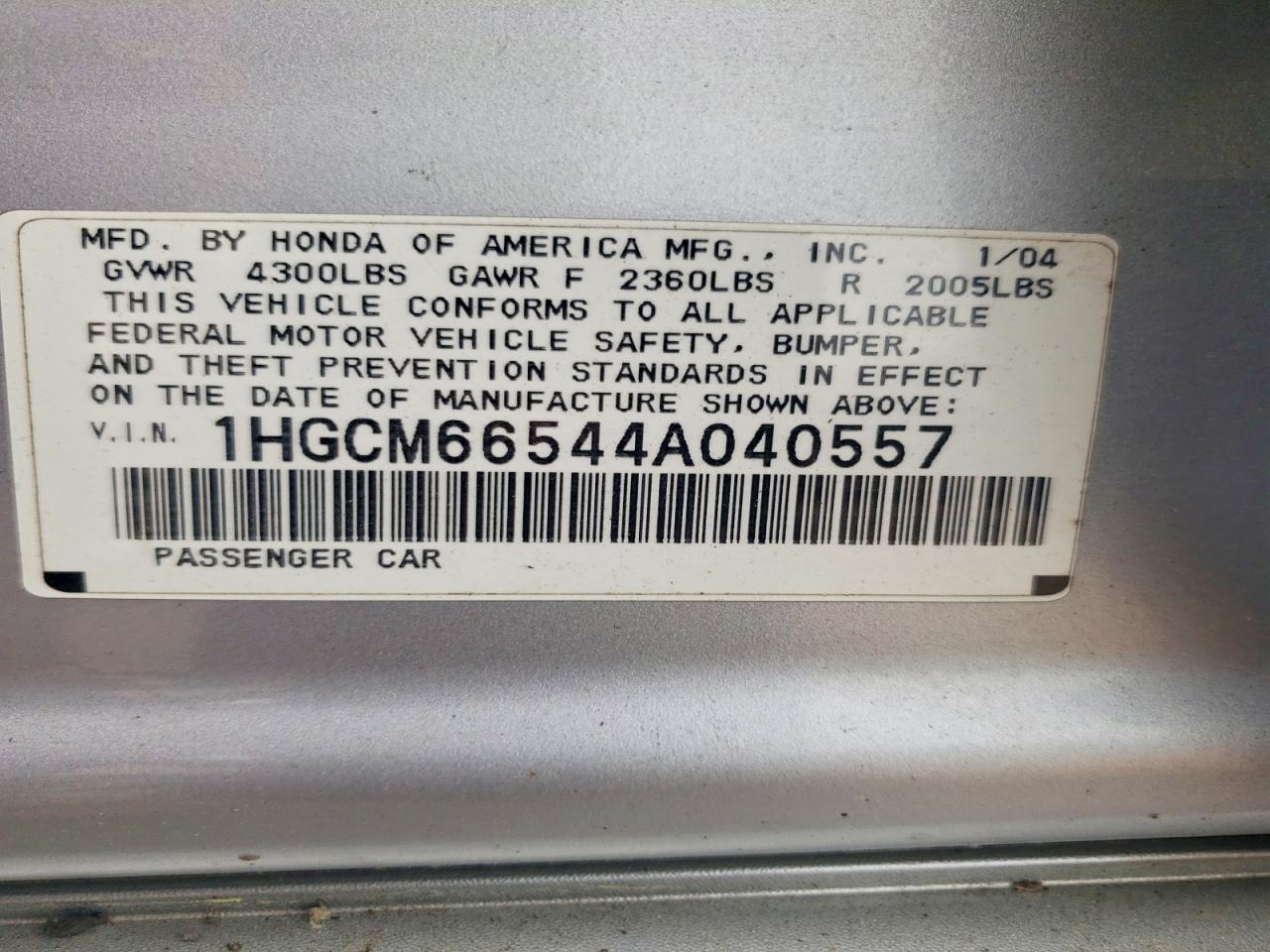 2004 Honda Accord Ex Silver vin: 1HGCM66544A040557