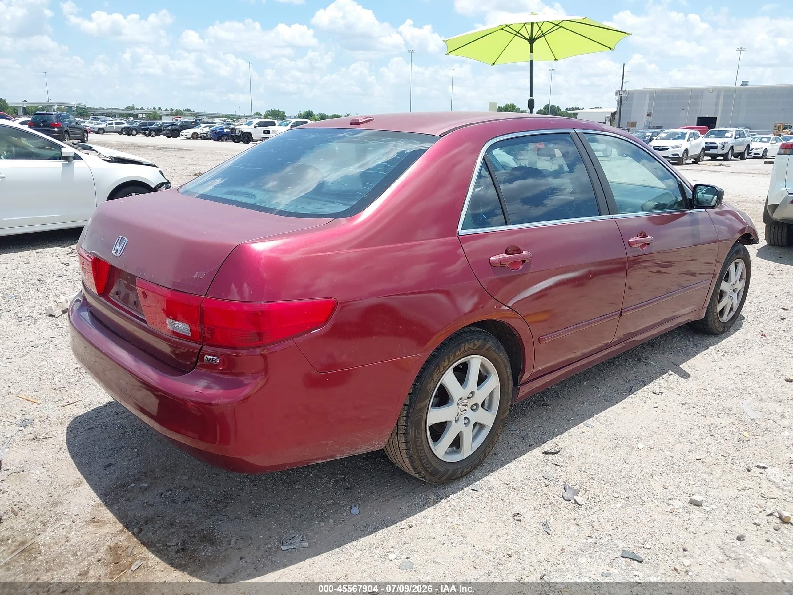 2005 Honda Accord 3.0 Ex Red vin: 1HGCM66545A019614