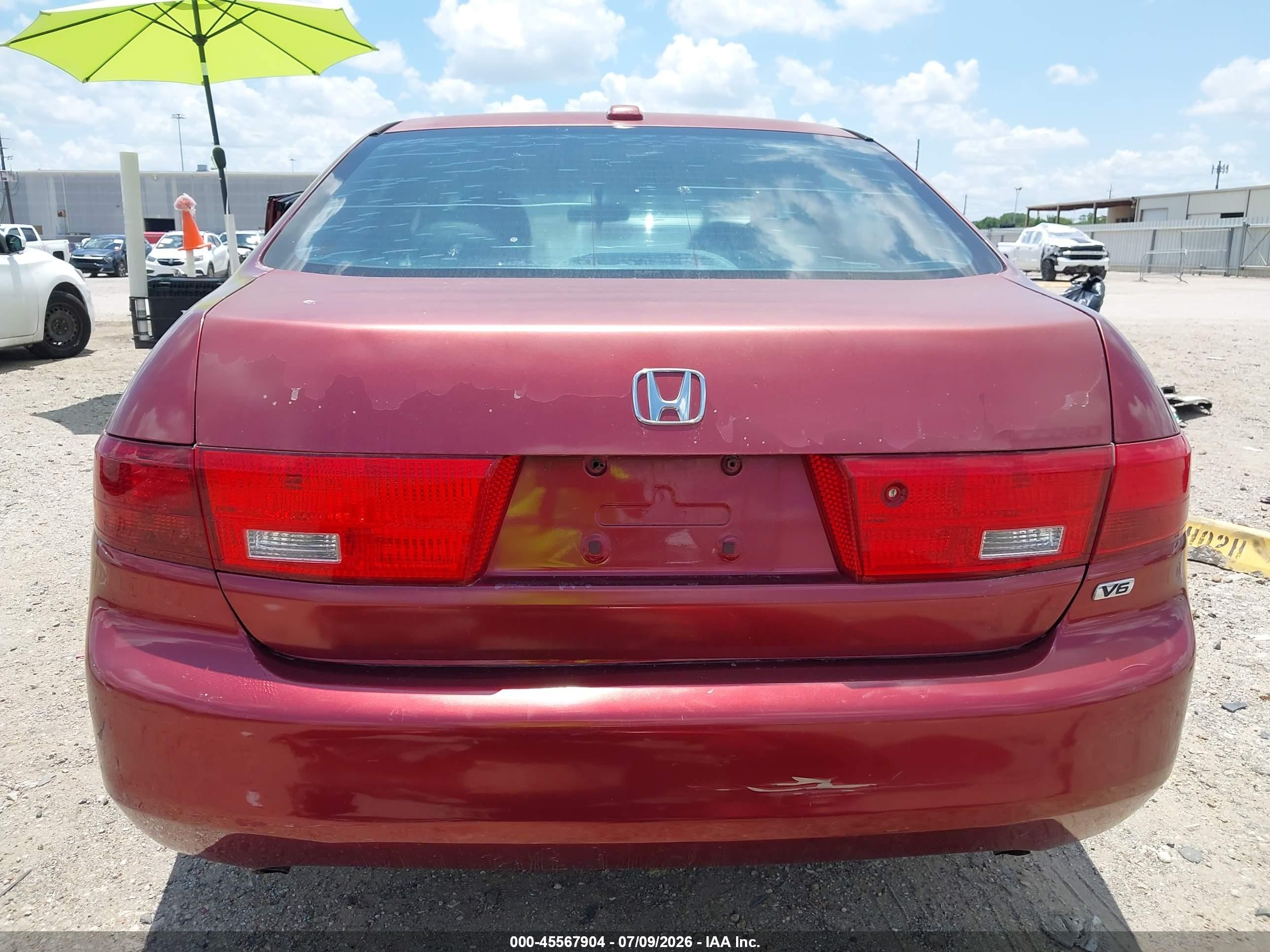 2005 Honda Accord 3.0 Ex Red vin: 1HGCM66545A019614