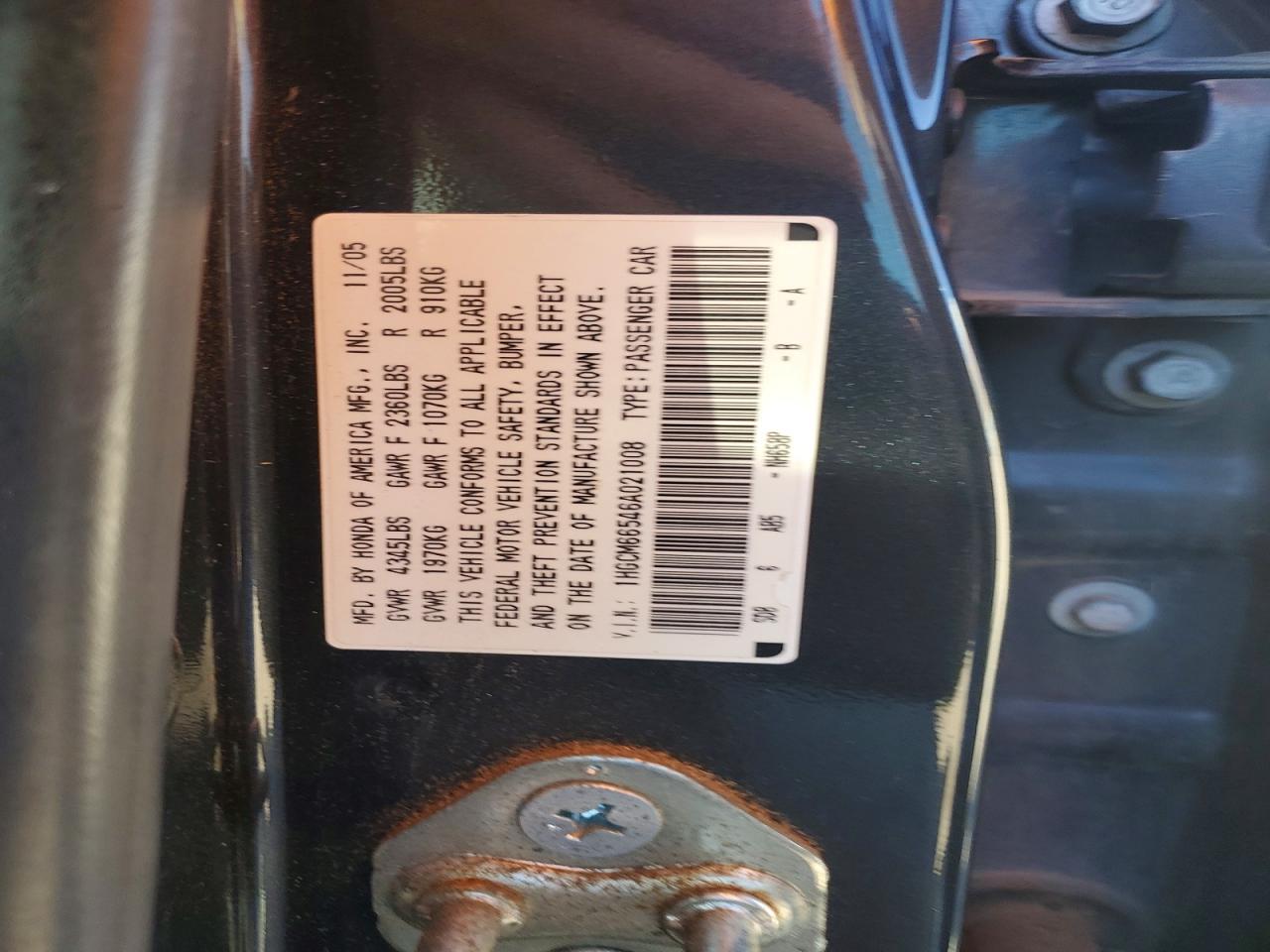 2006 Honda Accord Ex Gray vin: 1HGCM66546A021008