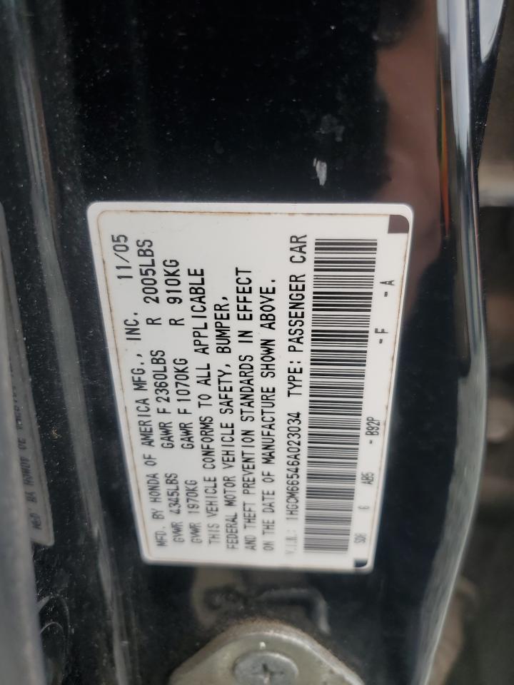 2006 Honda Accord Ex Black vin: 1HGCM66546A023034