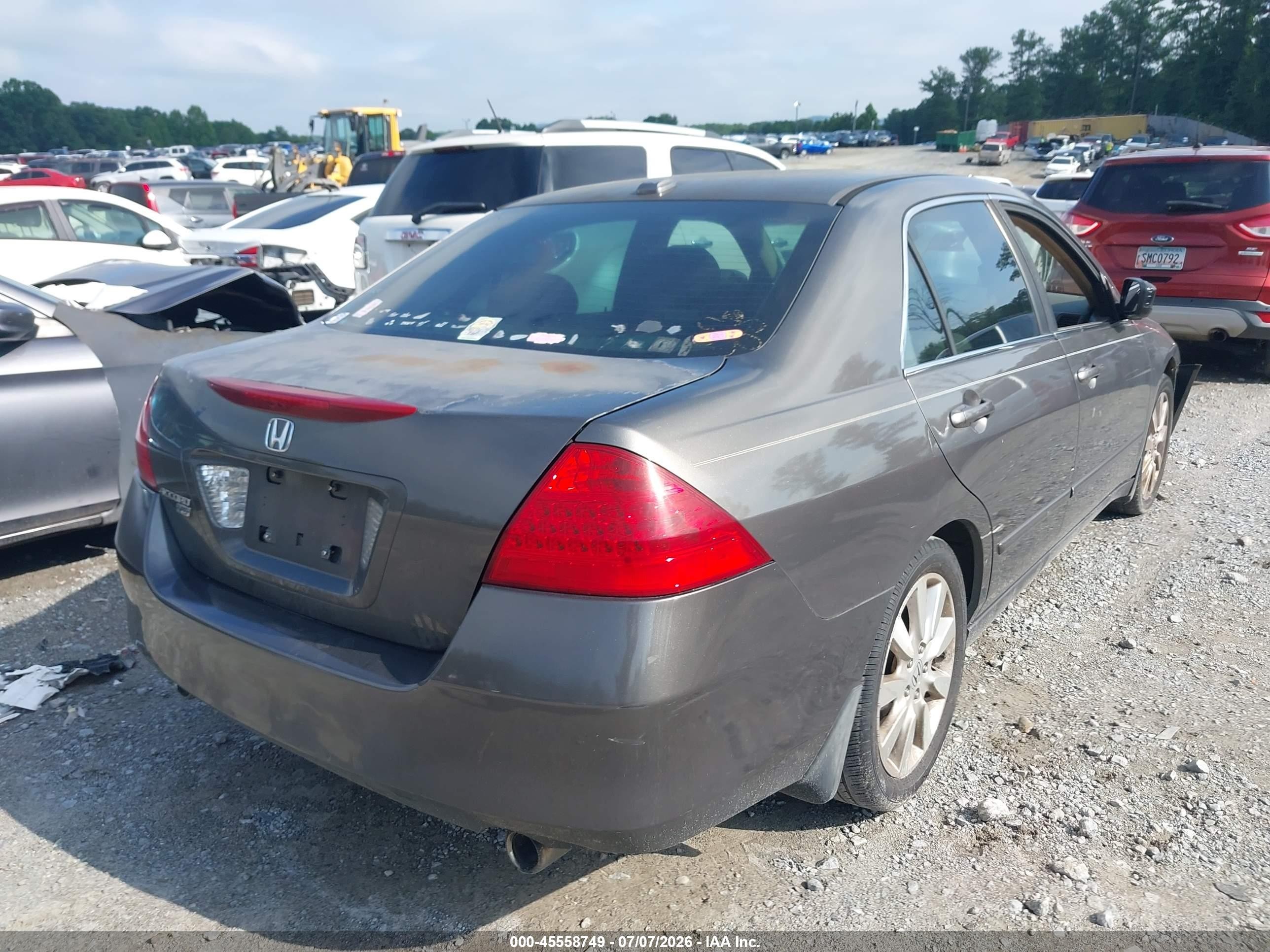 2007 Honda Accord 3.0 Ex Gray vin: 1HGCM66547A046394