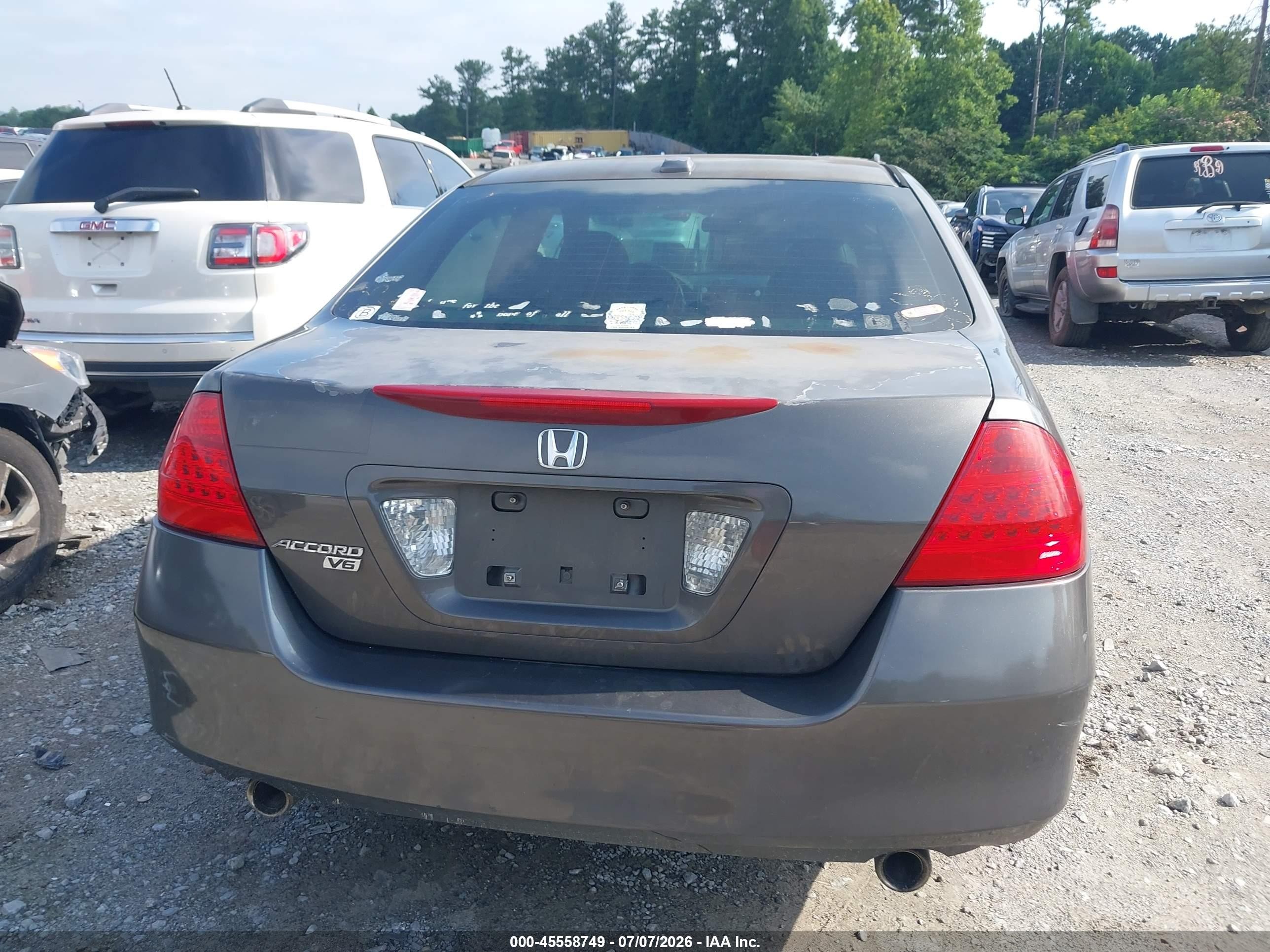 2007 Honda Accord 3.0 Ex Gray vin: 1HGCM66547A046394