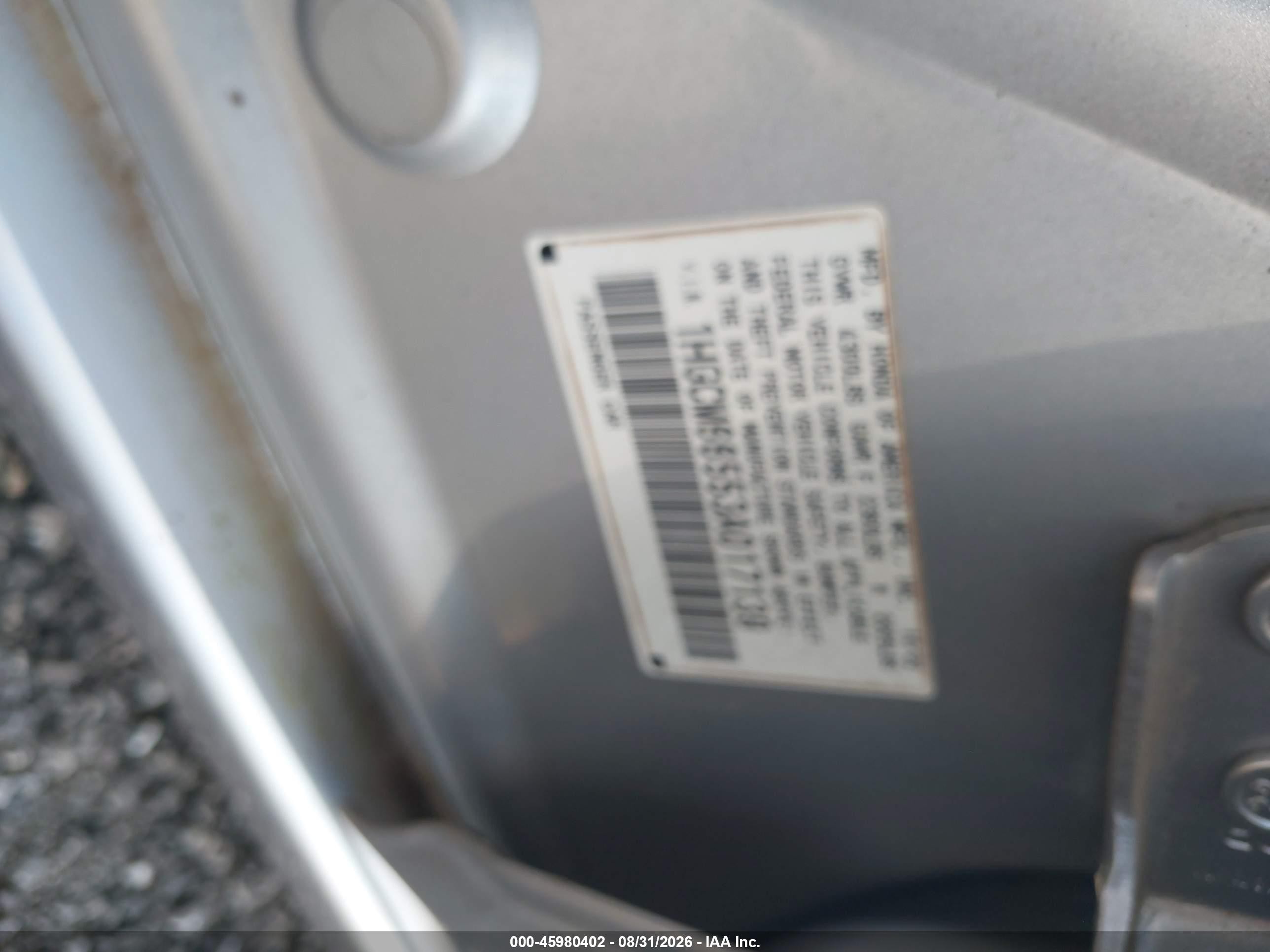 2003 Honda Accord 3.0 Ex Silver vin: 1HGCM66553A017139