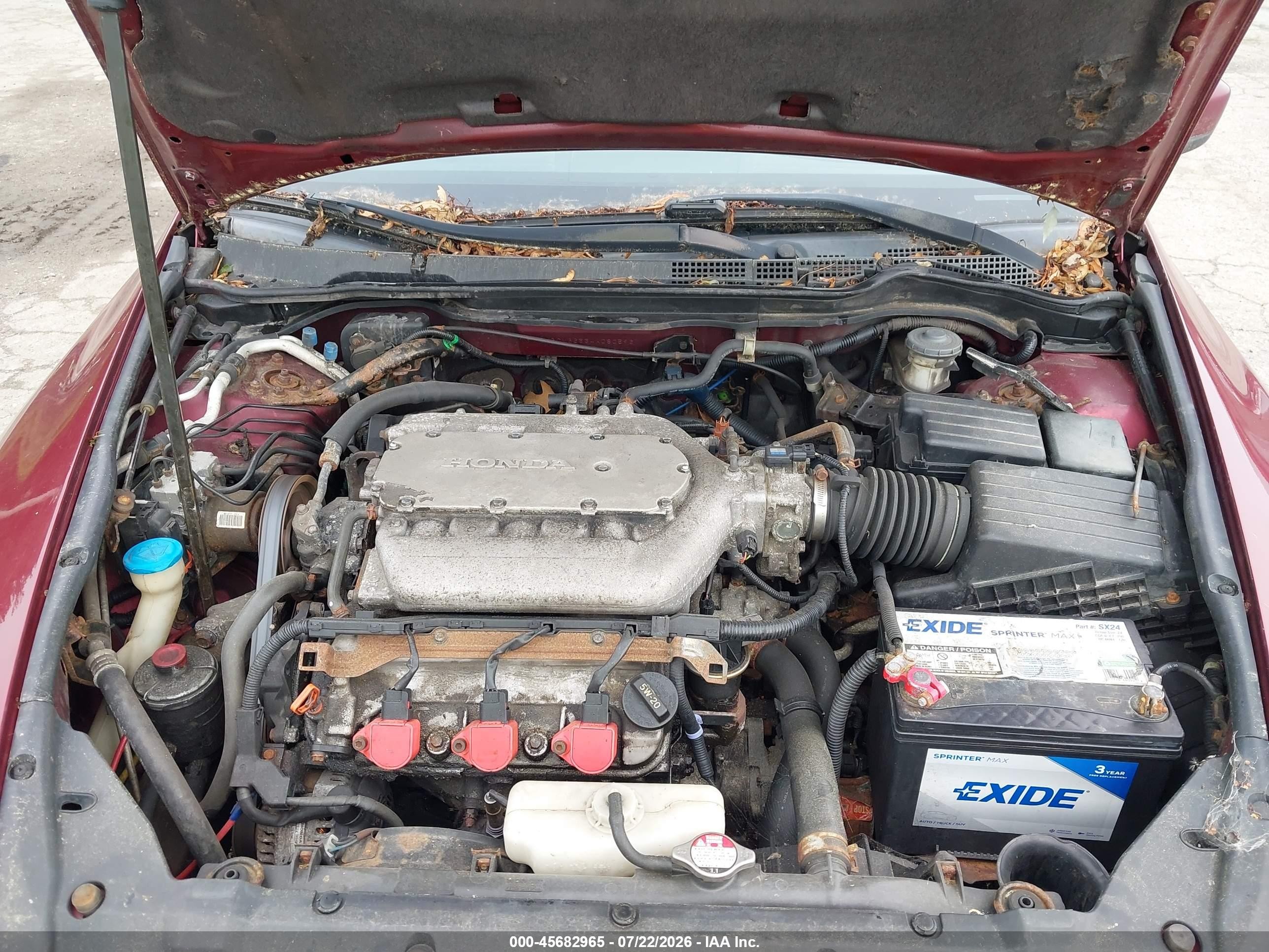2004 Honda Accord 3.0 Ex Темно-бордовый vin: 1HGCM66554A080596