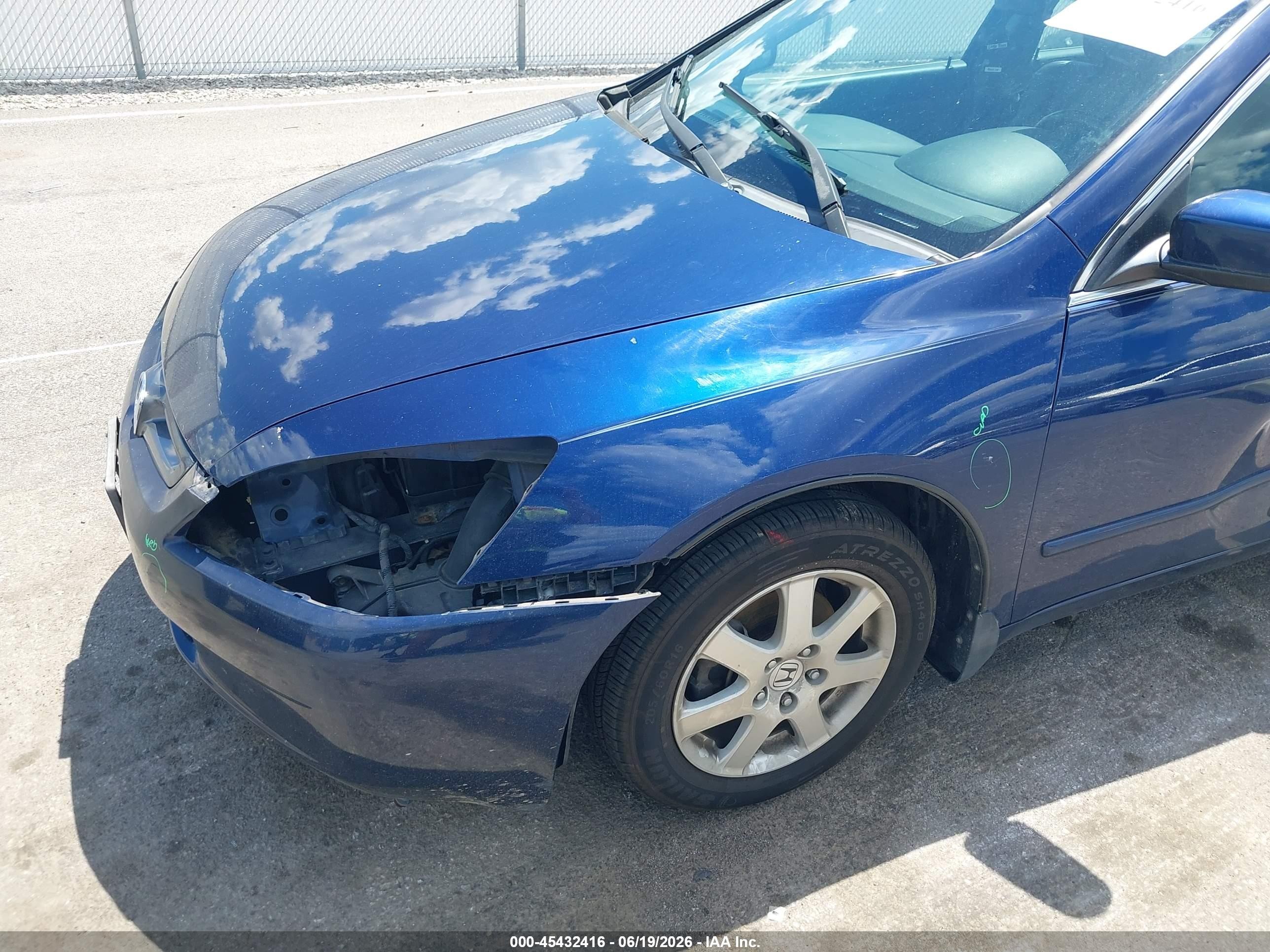 2005 Honda Accord 3.0 Ex Blue vin: 1HGCM66555A038950