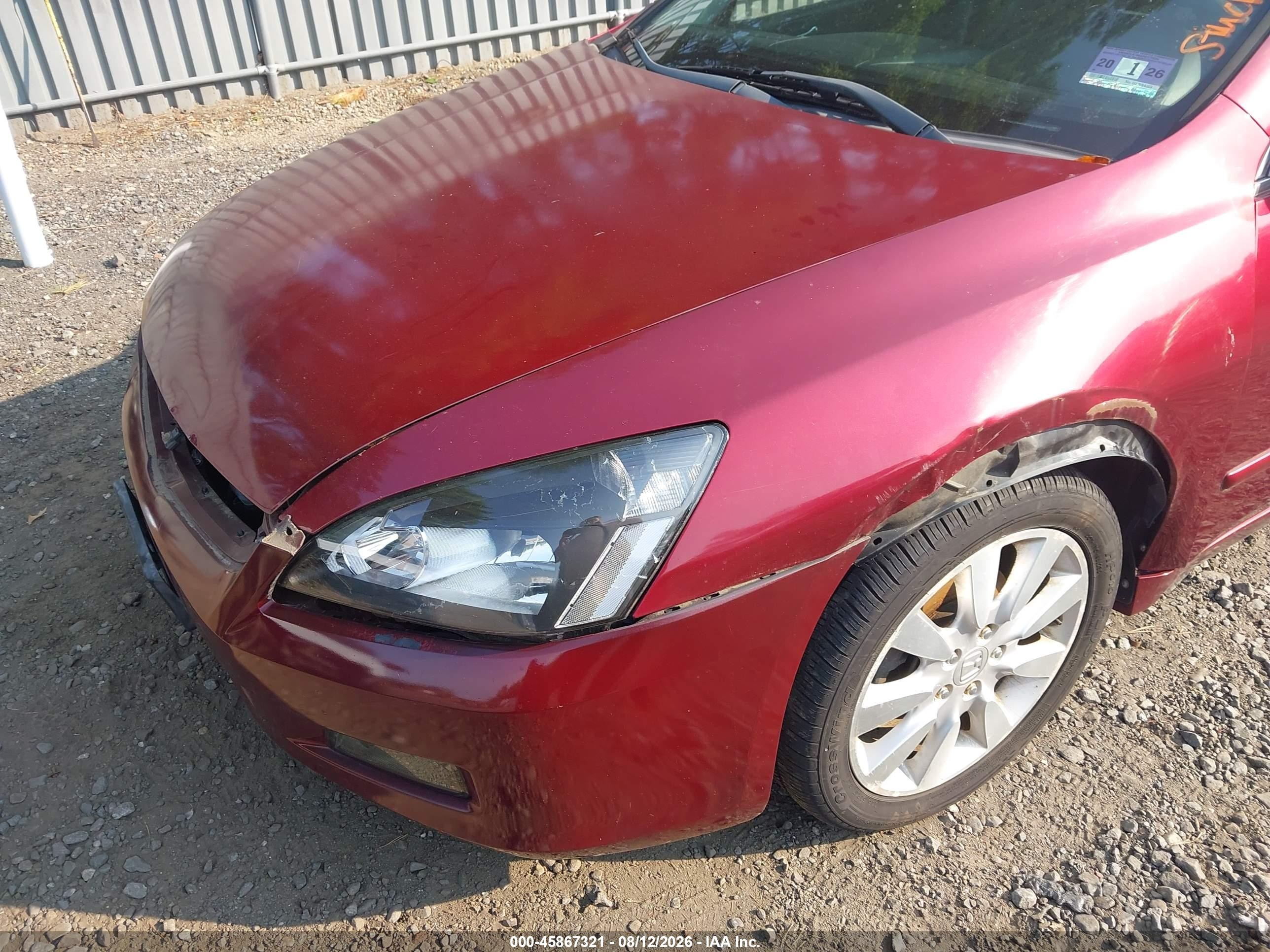 2006 Honda Accord 3.0 Ex Maroon vin: 1HGCM66556A006808