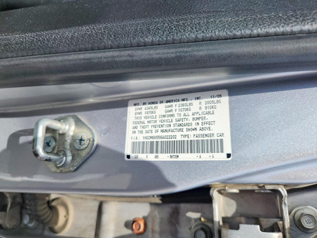 2006 Honda Accord Ex Silver vin: 1HGCM66556A022202