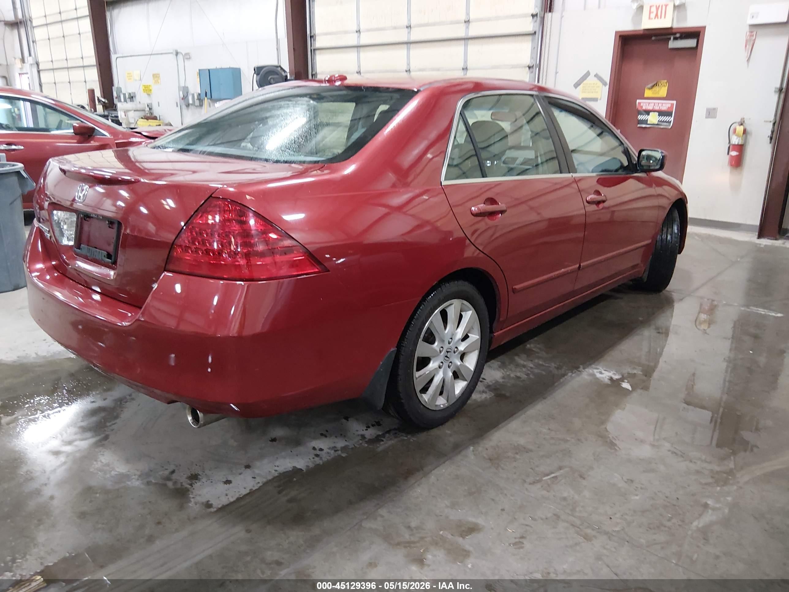 2007 Honda Accord 3.0 Ex Red vin: 1HGCM66557A002890