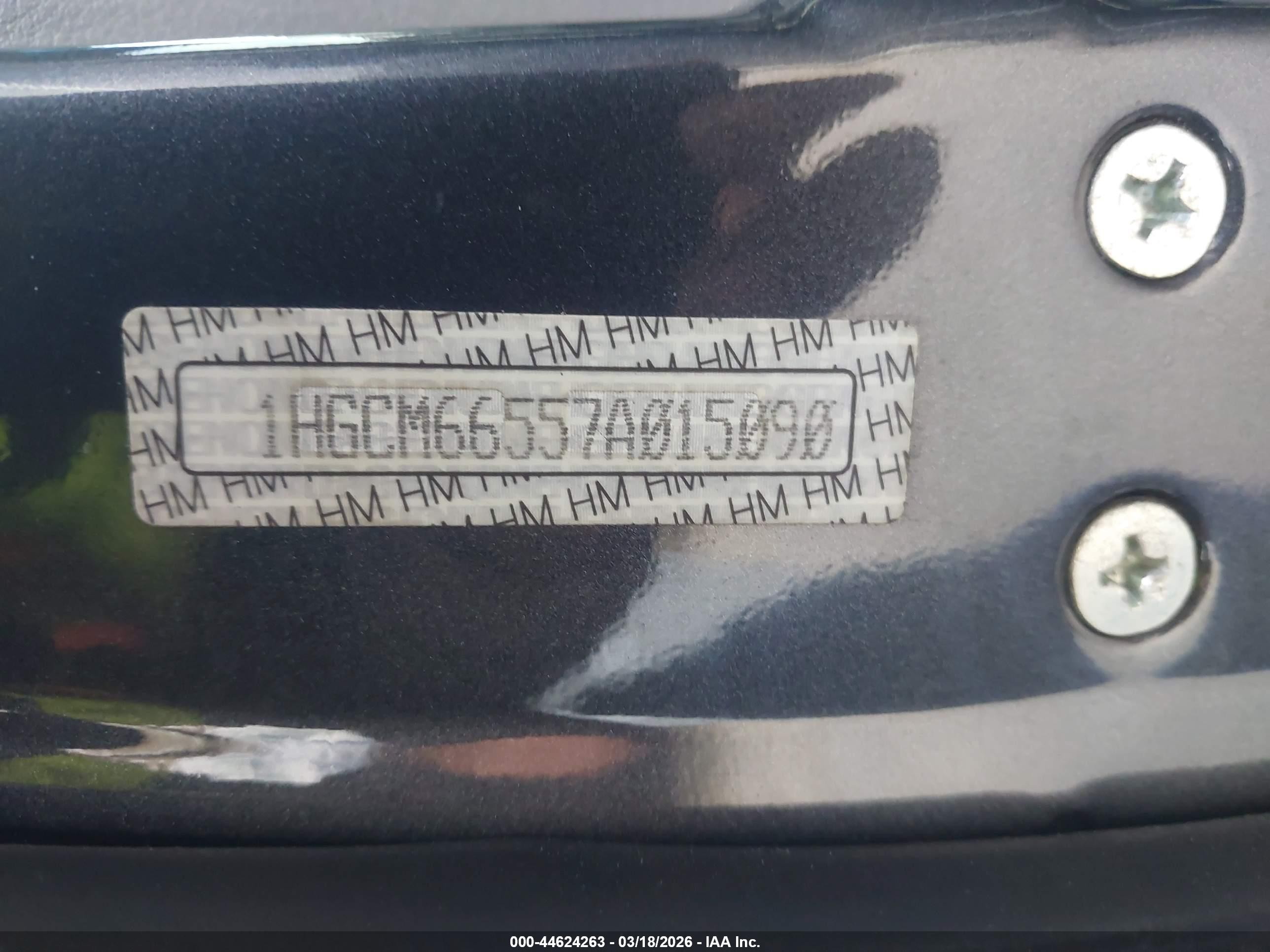 2007 Honda Accord 3.0 Ex Серый vin: 1HGCM66557A015090