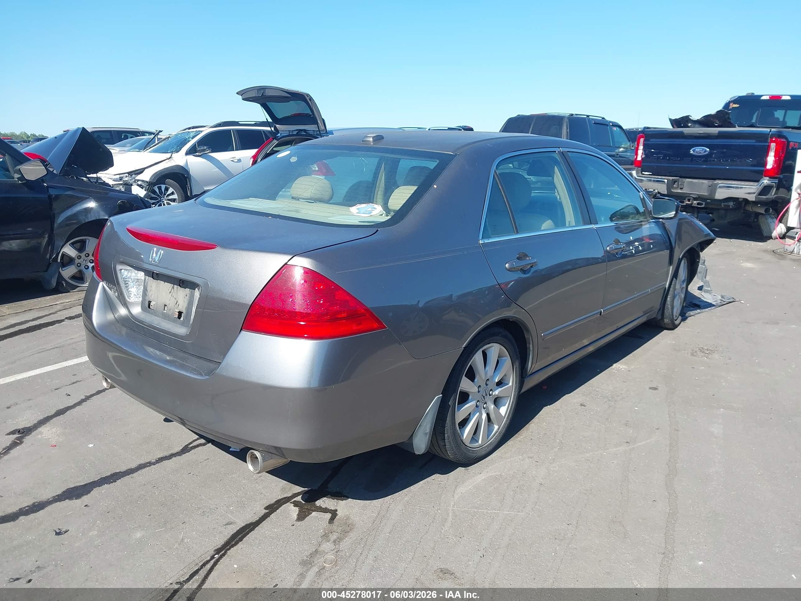 2007 Honda Accord 3.0 Ex Gray vin: 1HGCM66557A084510