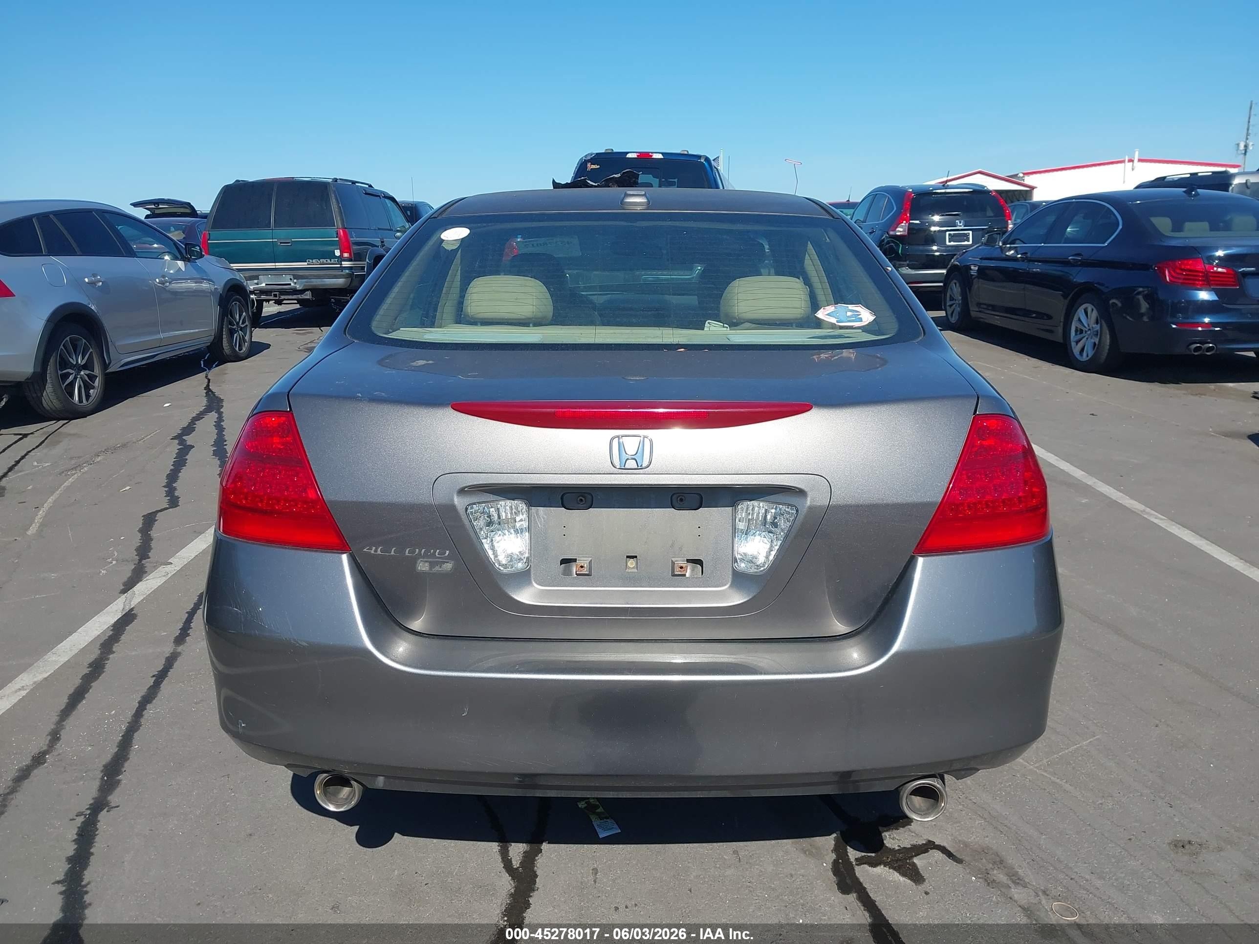 2007 Honda Accord 3.0 Ex Gray vin: 1HGCM66557A084510