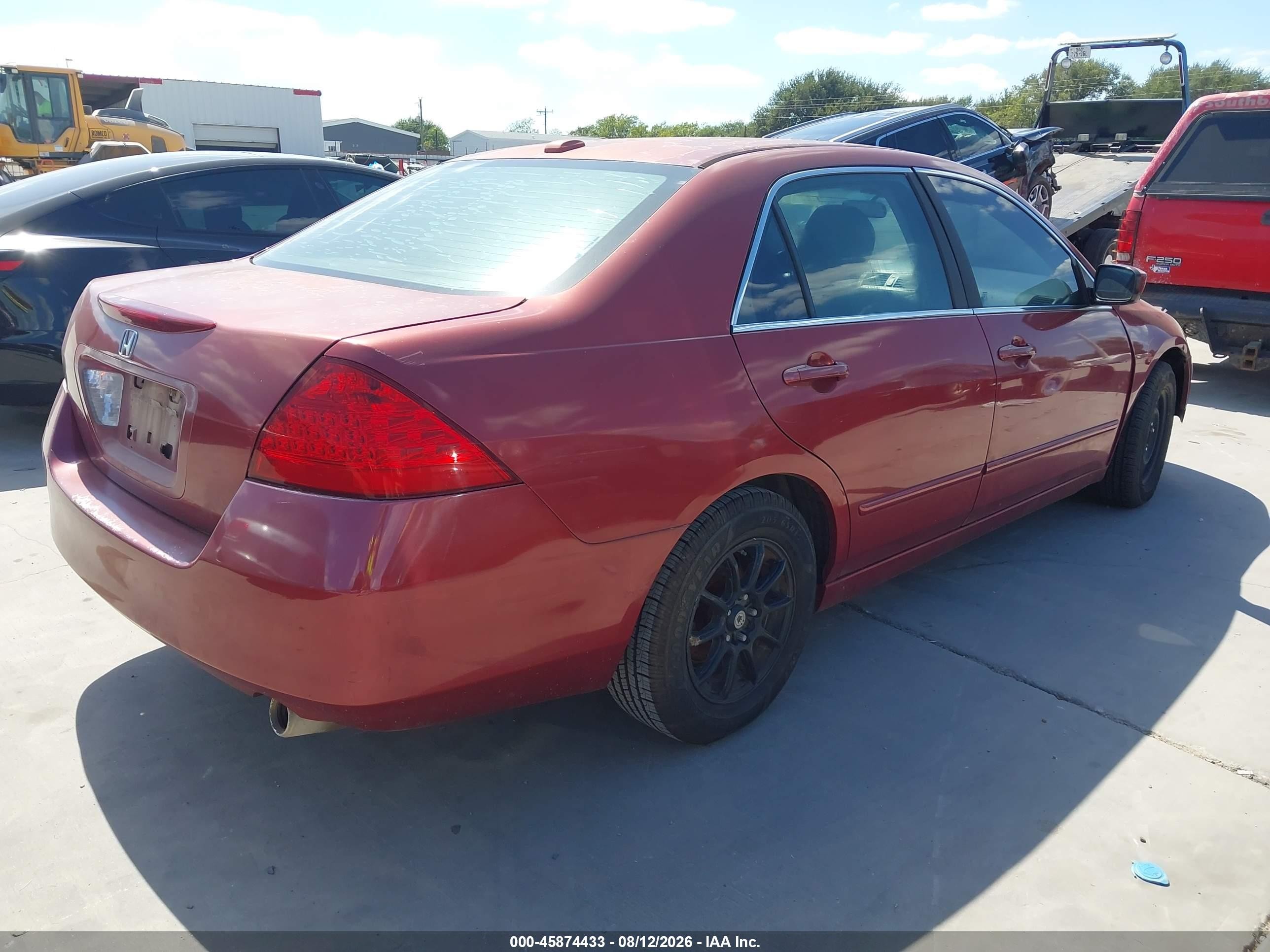 2007 Honda Accord 3.0 Ex Red vin: 1HGCM66557A094714