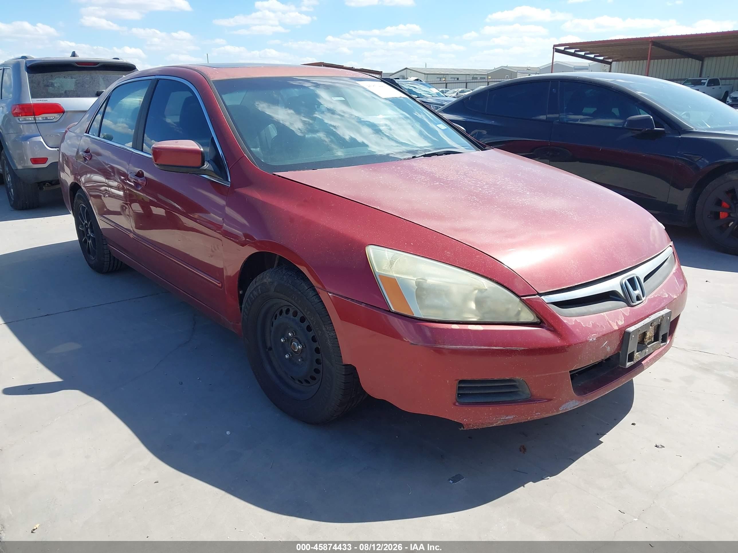 2007 Honda Accord 3.0 Ex Red vin: 1HGCM66557A094714