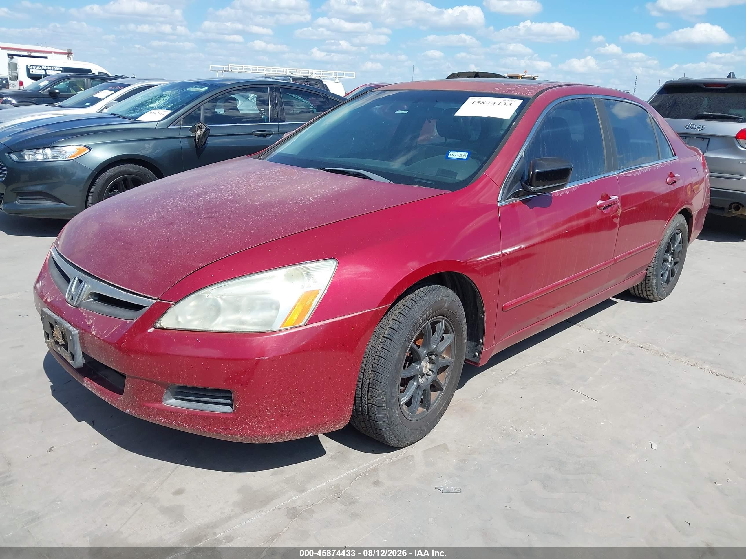2007 Honda Accord 3.0 Ex Red vin: 1HGCM66557A094714