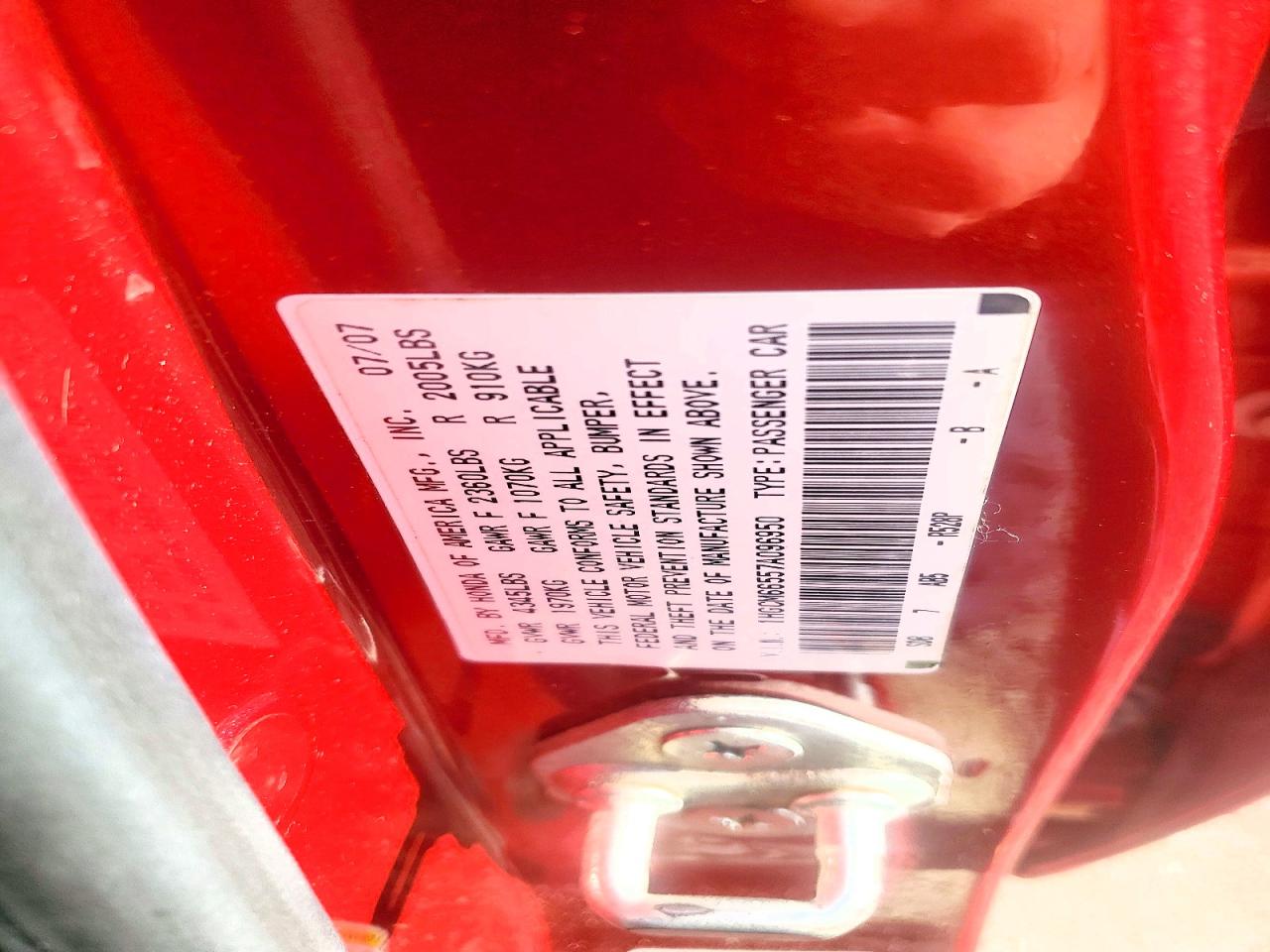 2007 Honda Accord Ex Burgundy vin: 1HGCM66557A096950