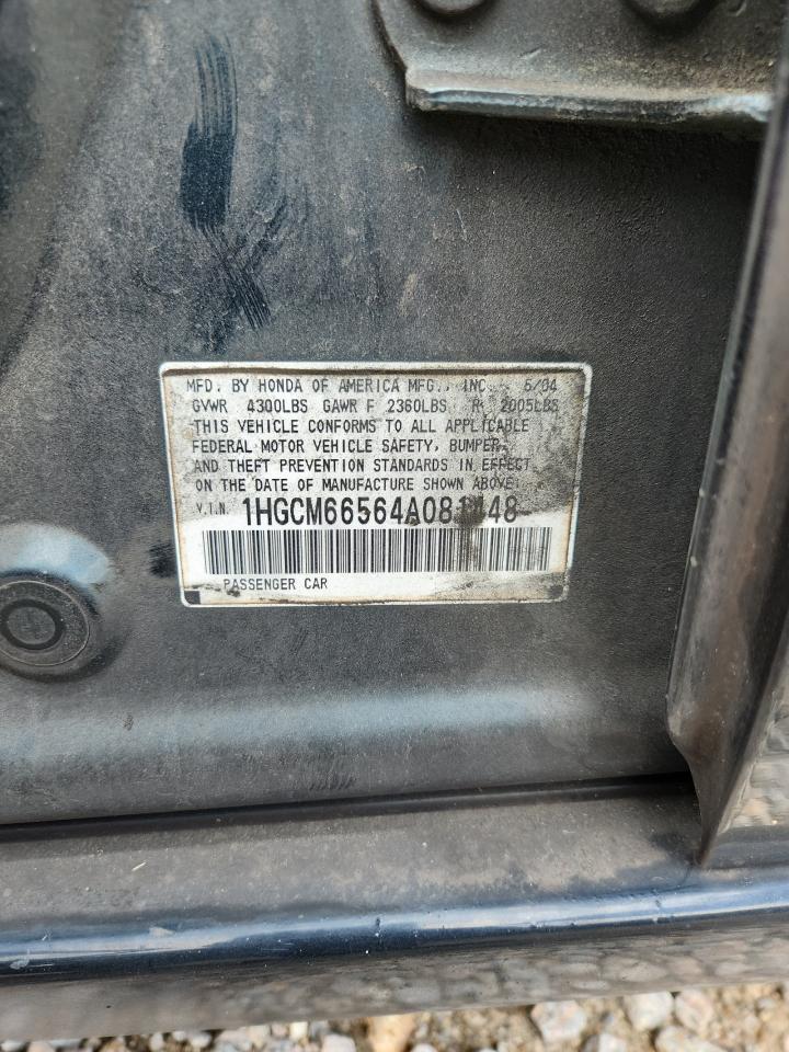 2004 Honda Accord Ex Black vin: 1HGCM66564A081448