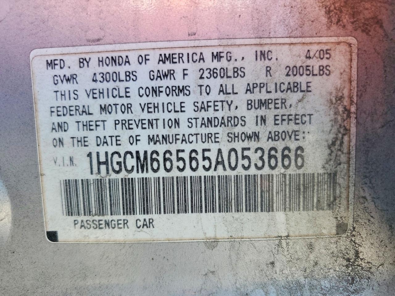 2005 Honda Accord Ex Silver vin: 1HGCM66565A053666