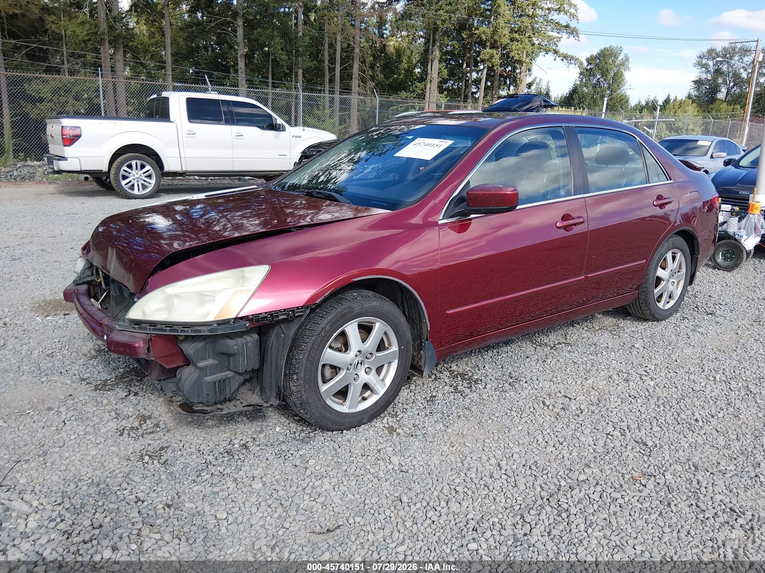 2005 Honda Accord 3.0 Ex Maroon vin: 1HGCM66565A073416