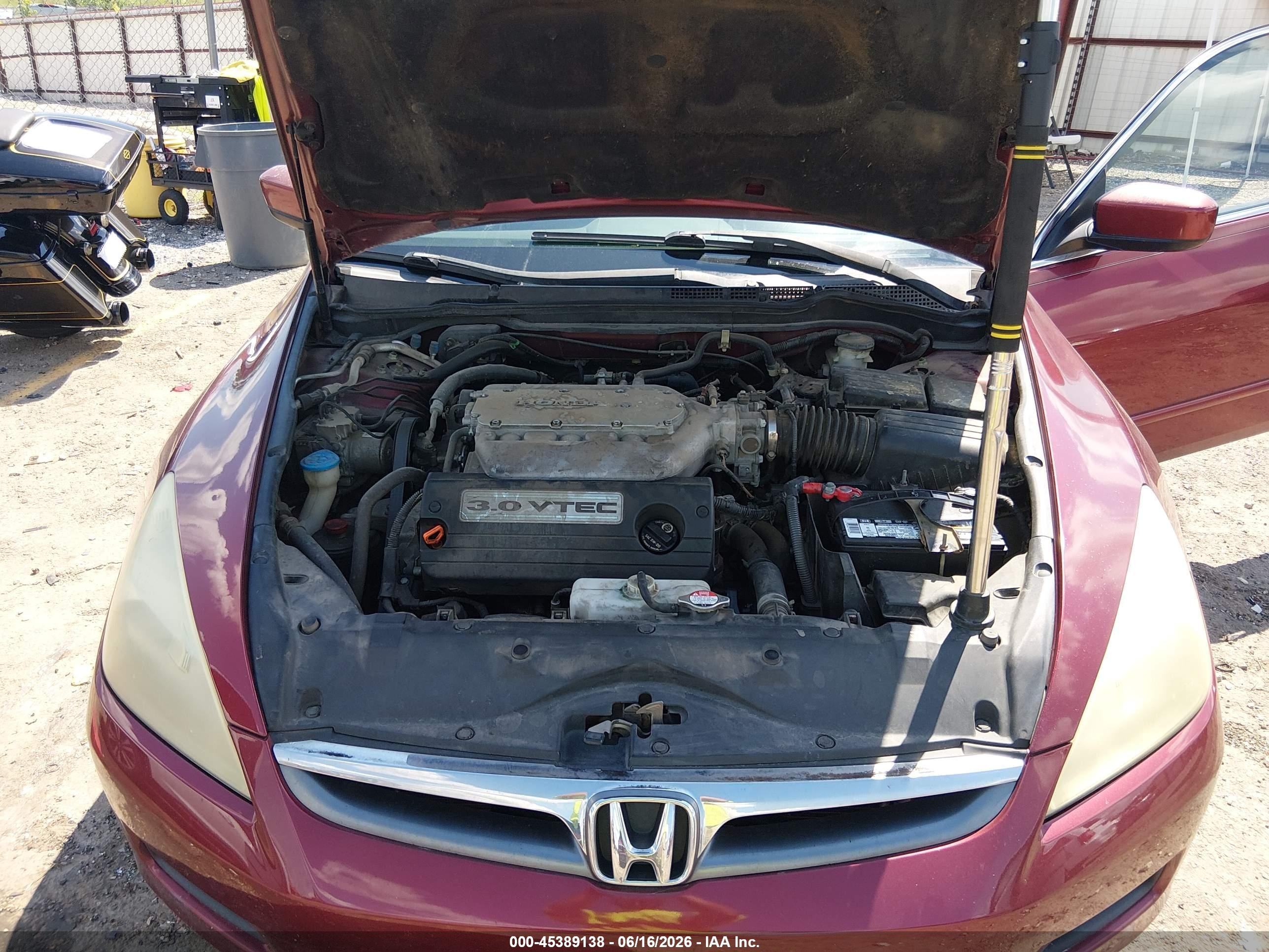 2006 Honda Accord 3.0 Ex Burgundy vin: 1HGCM66566A018773