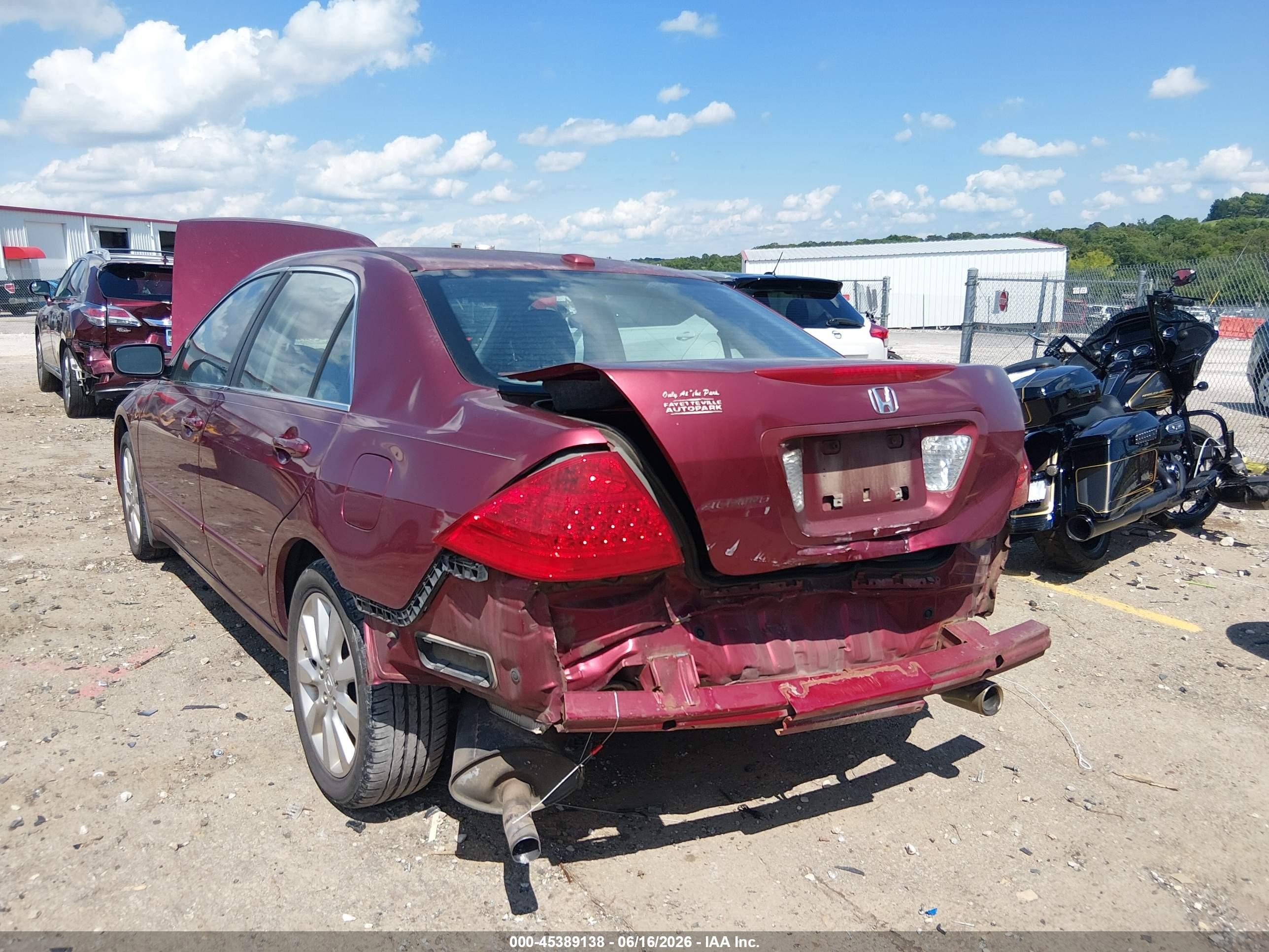2006 Honda Accord 3.0 Ex Burgundy vin: 1HGCM66566A018773