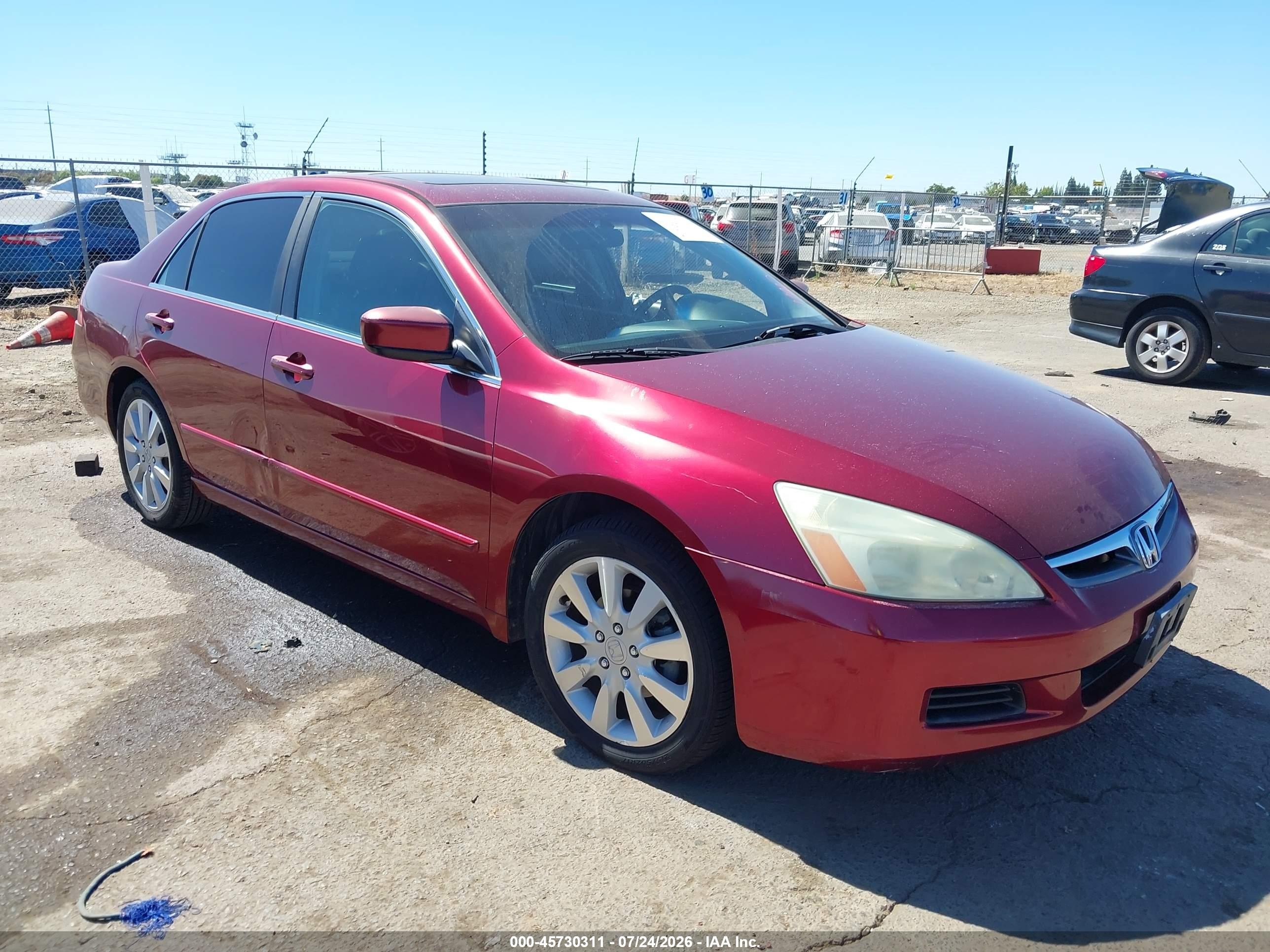 2006 Honda Accord 3.0 Ex Red vin: 1HGCM66566A030339
