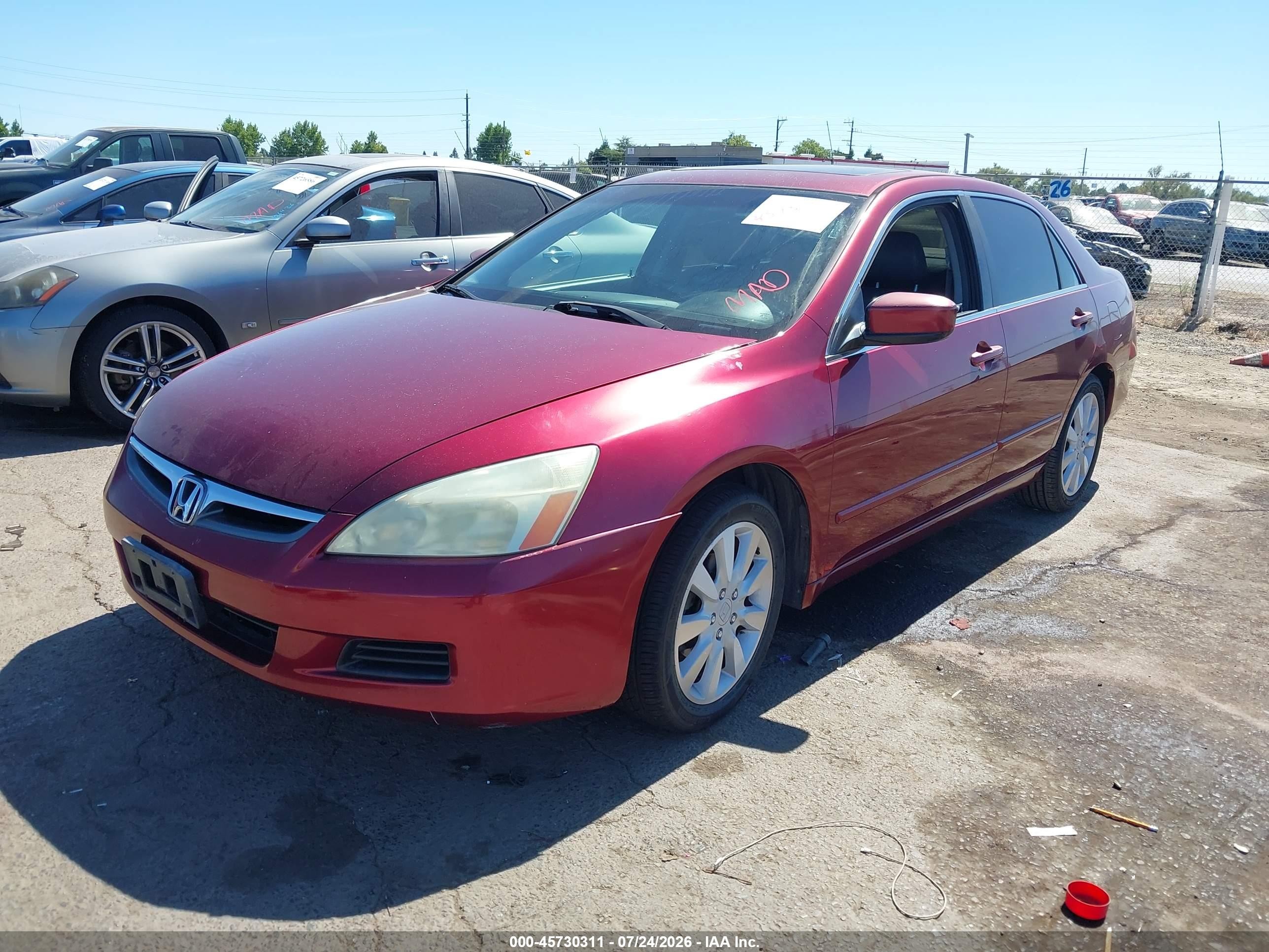 2006 Honda Accord 3.0 Ex Red vin: 1HGCM66566A030339