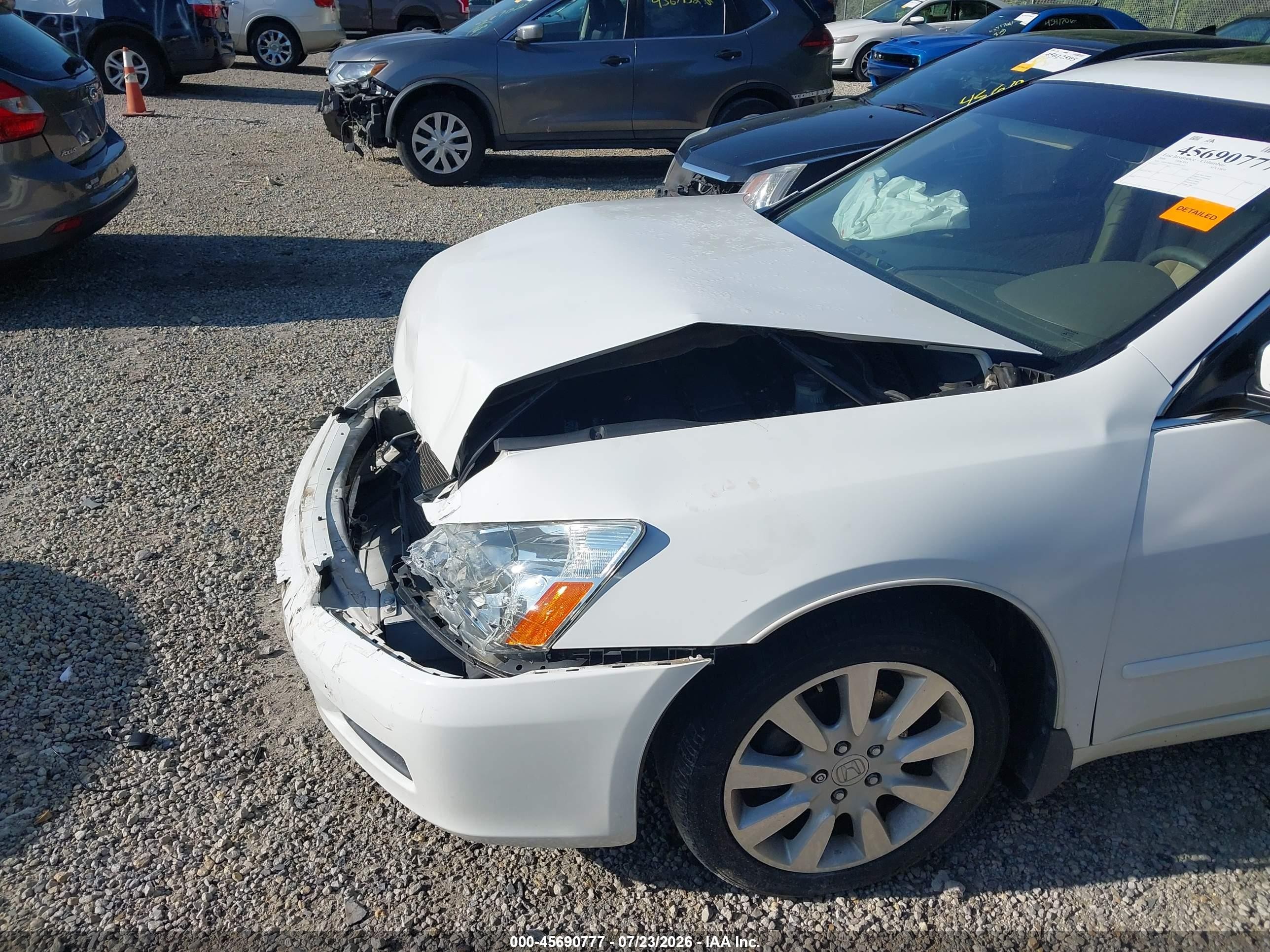 2006 Honda Accord 3.0 Ex White vin: 1HGCM66566A061431