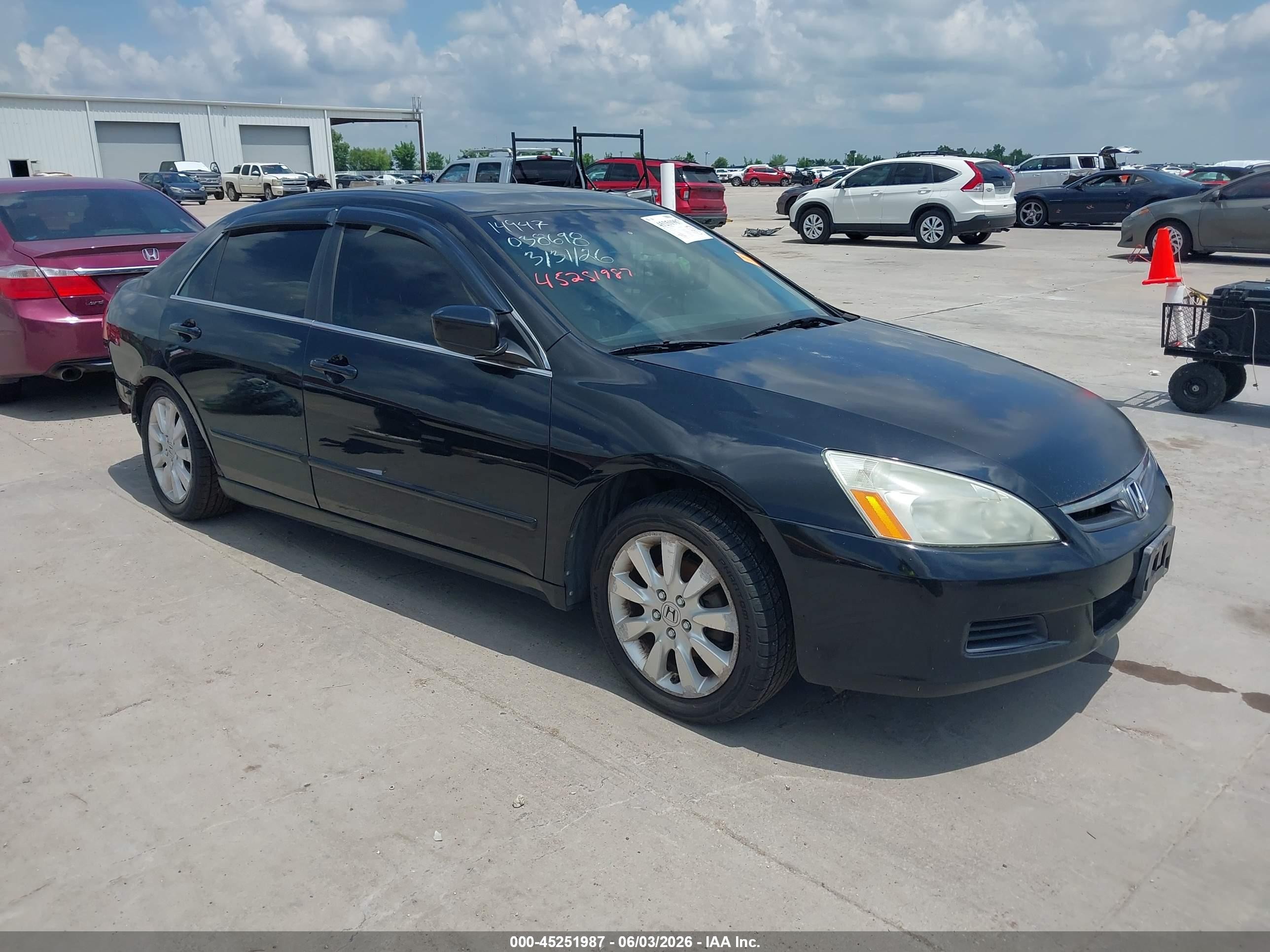 2007 Honda Accord 3.0 Ex Черный vin: 1HGCM66567A038698