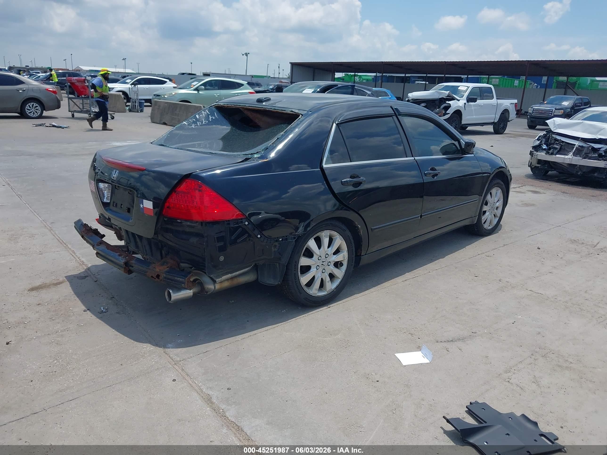 2007 Honda Accord 3.0 Ex Black vin: 1HGCM66567A038698