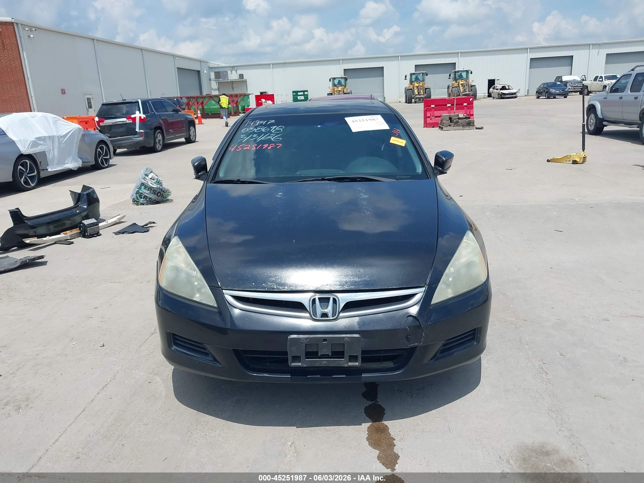 2007 Honda Accord 3.0 Ex Black vin: 1HGCM66567A038698