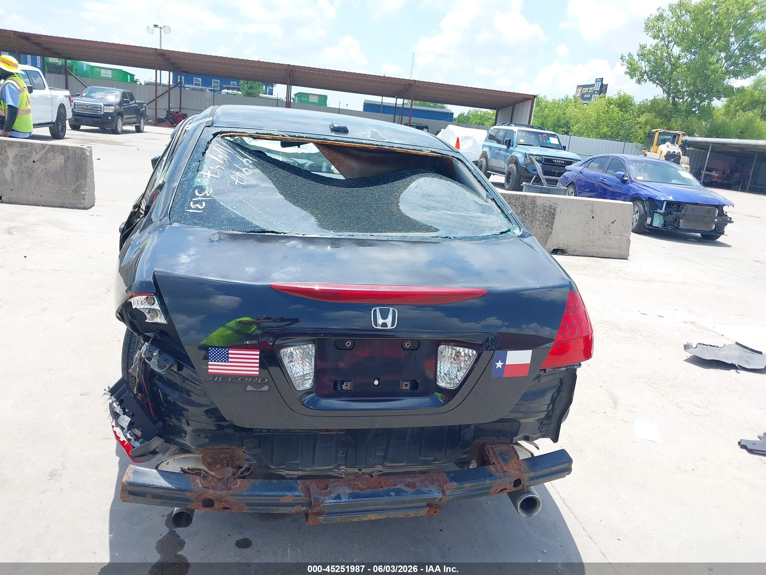 2007 Honda Accord 3.0 Ex Black vin: 1HGCM66567A038698
