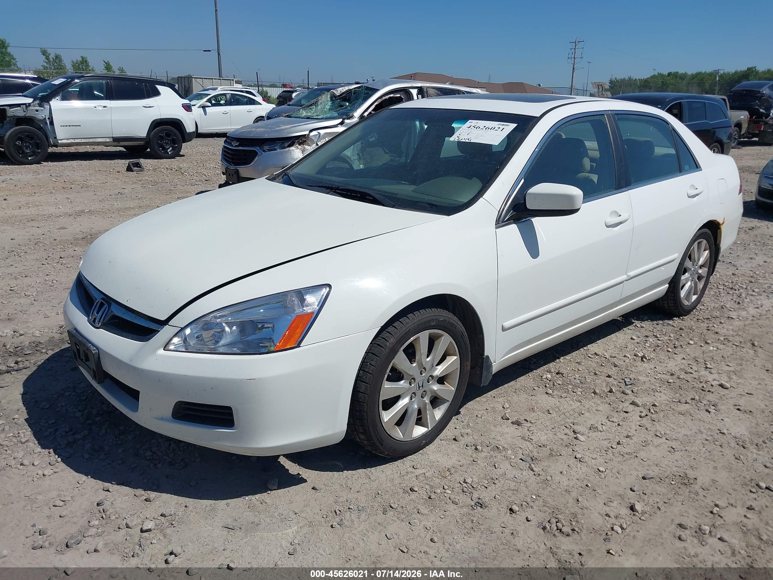2007 Honda Accord 3.0 Ex Белый vin: 1HGCM66567A082524