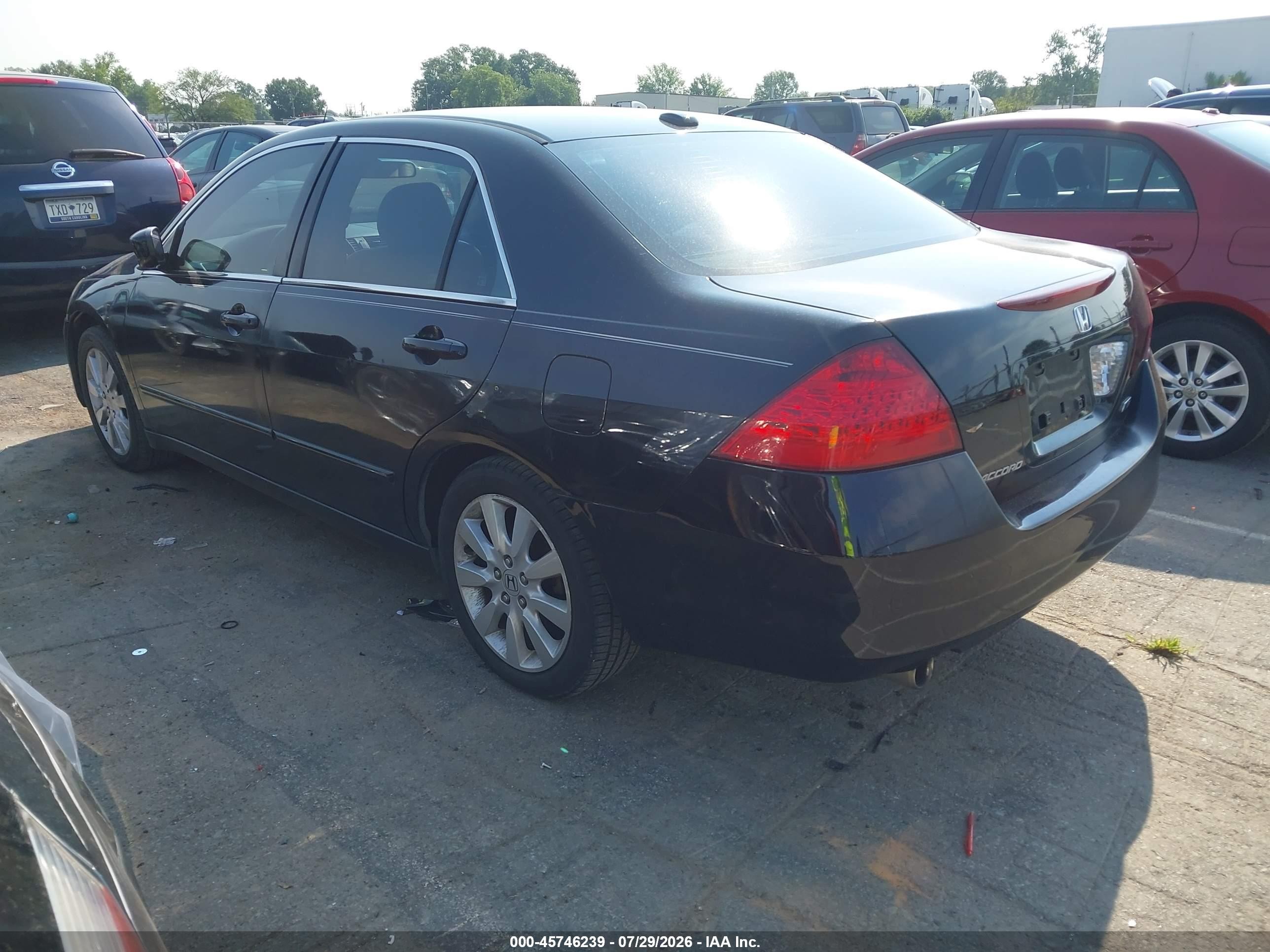 2007 Honda Accord 3.0 Ex Black vin: 1HGCM66567A090882