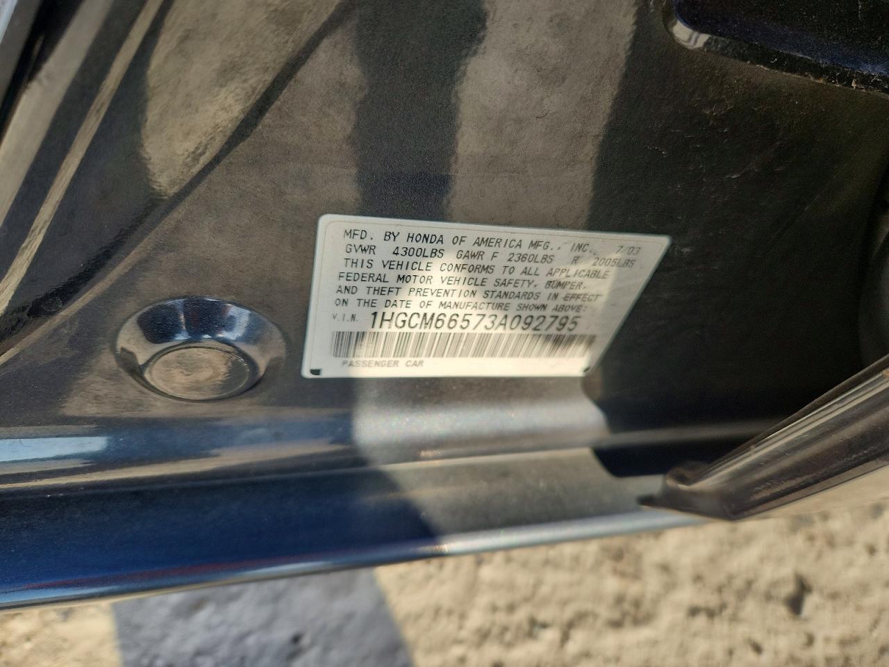 2003 Honda Accord Ex Gray vin: 1HGCM66573A092795