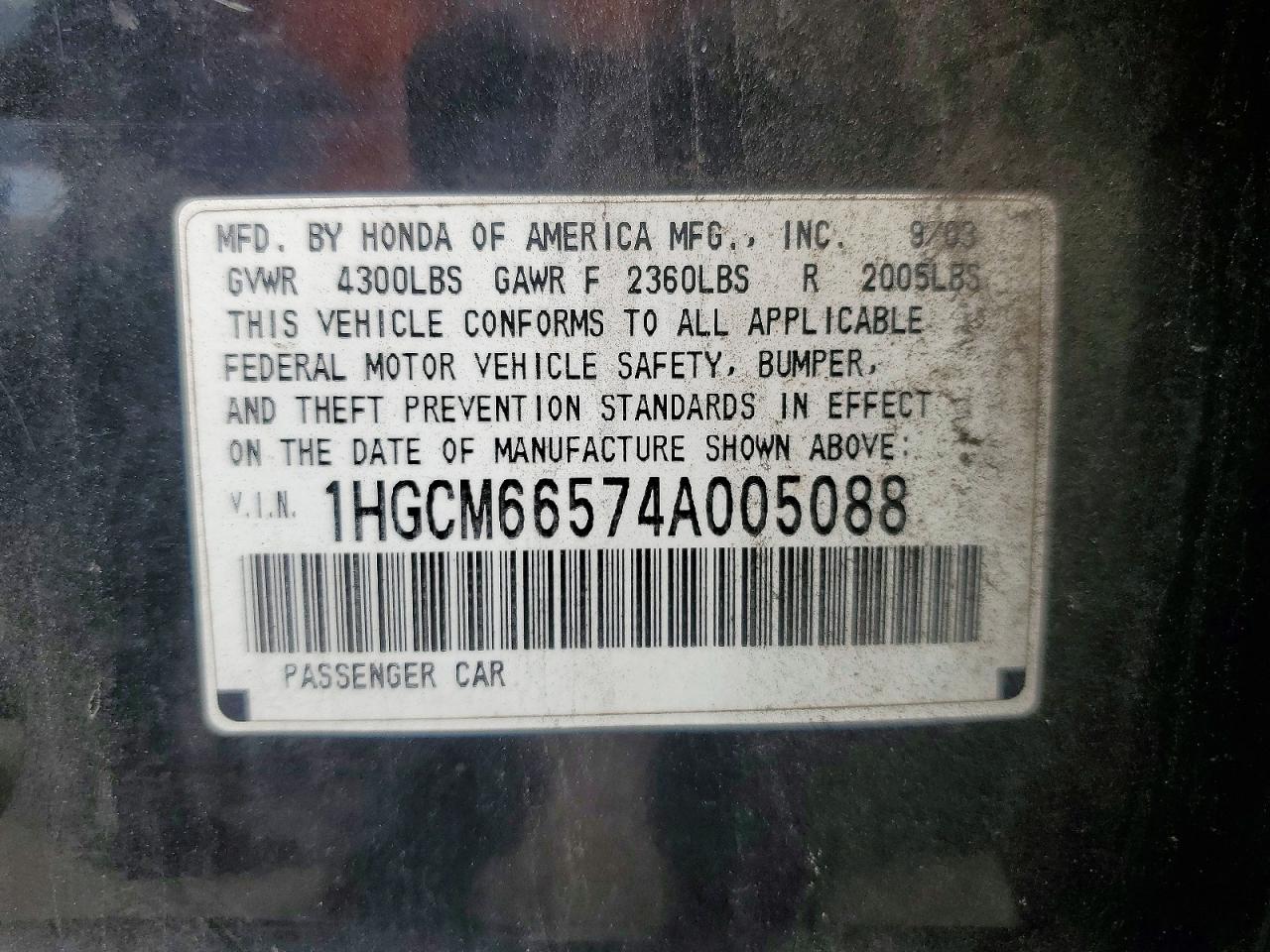 2004 Honda Accord Ex Black vin: 1HGCM66574A005088