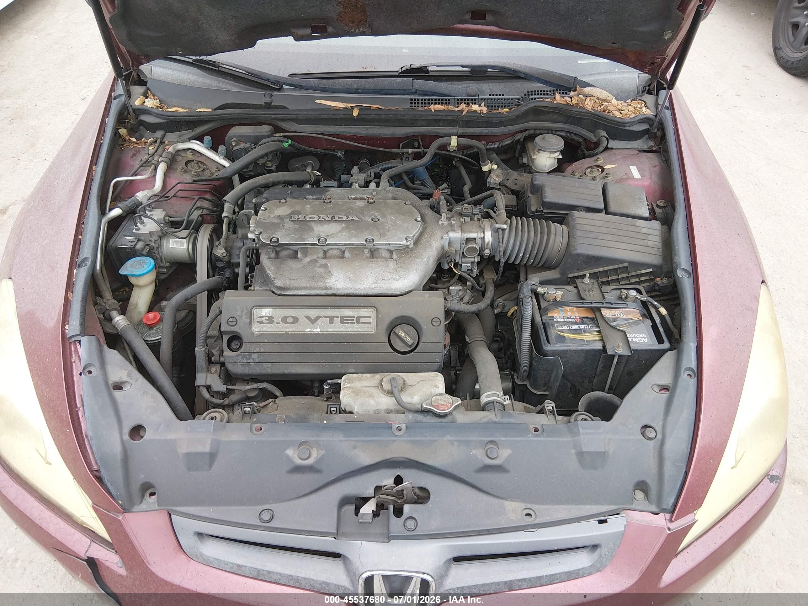 2005 Honda Accord 3.0 Ex Burgundy vin: 1HGCM66575A009191