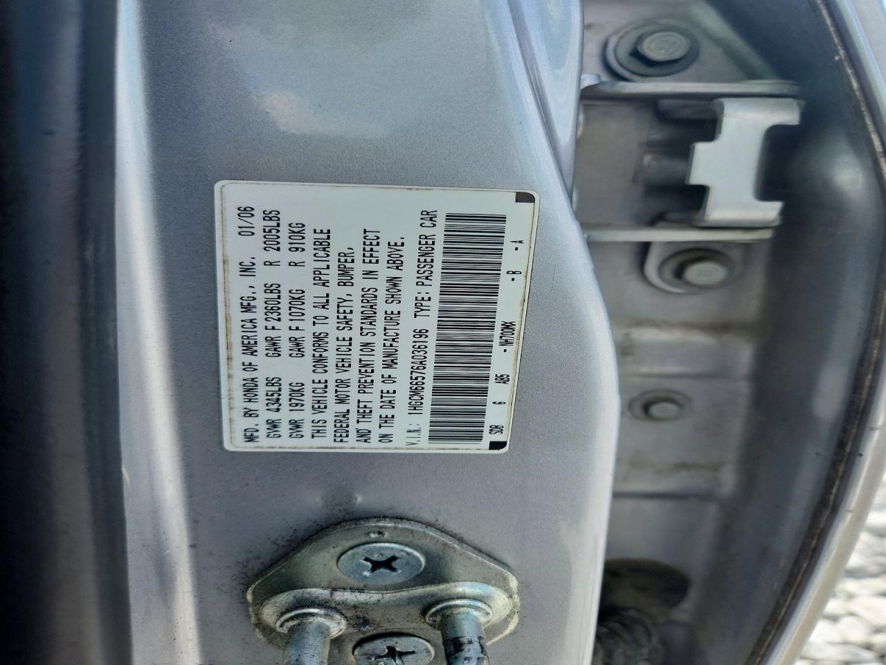 2006 Honda Accord Ex Silver vin: 1HGCM66576A036196