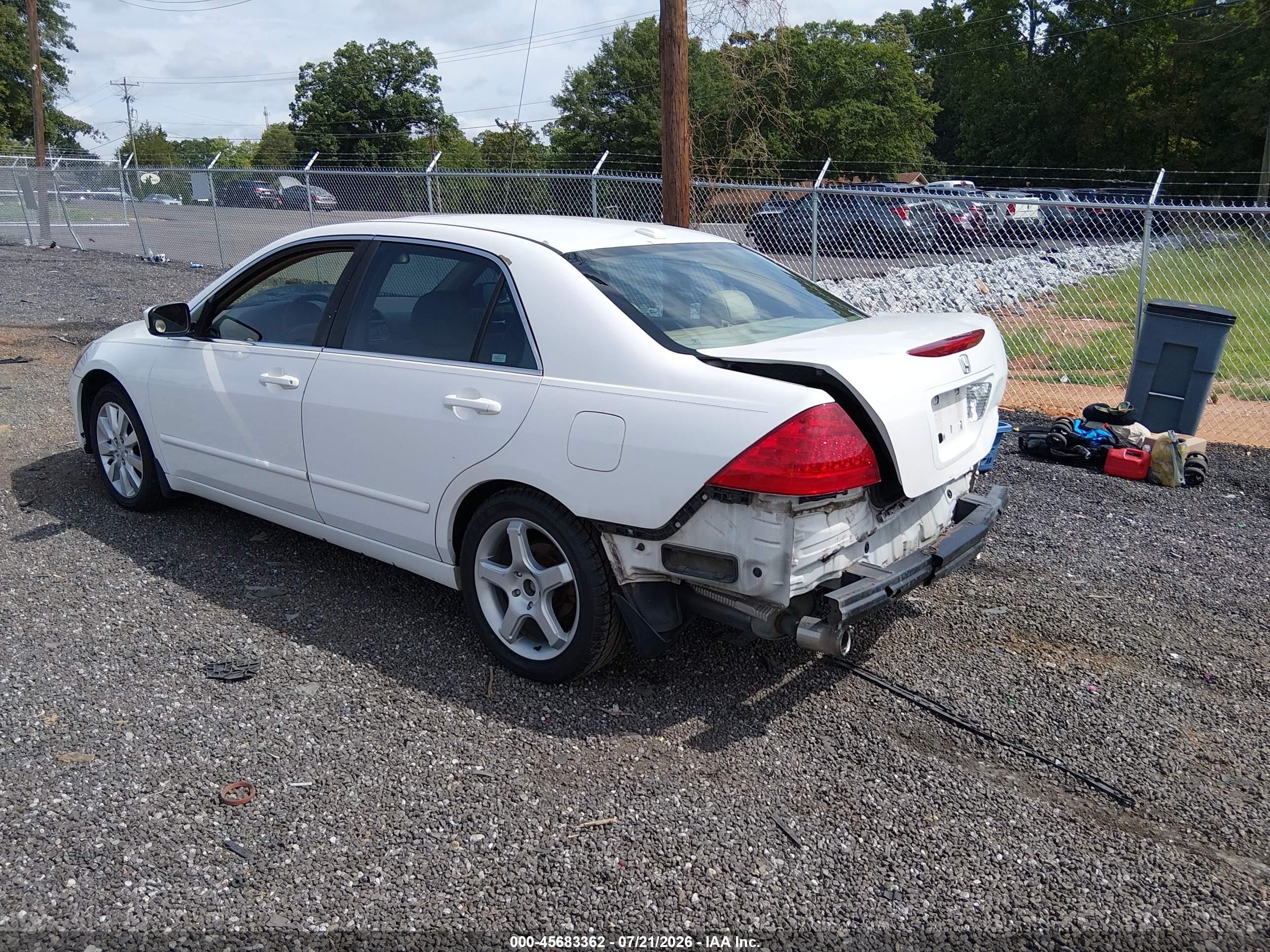 2006 Honda Accord 3.0 Ex White vin: 1HGCM66576A065956
